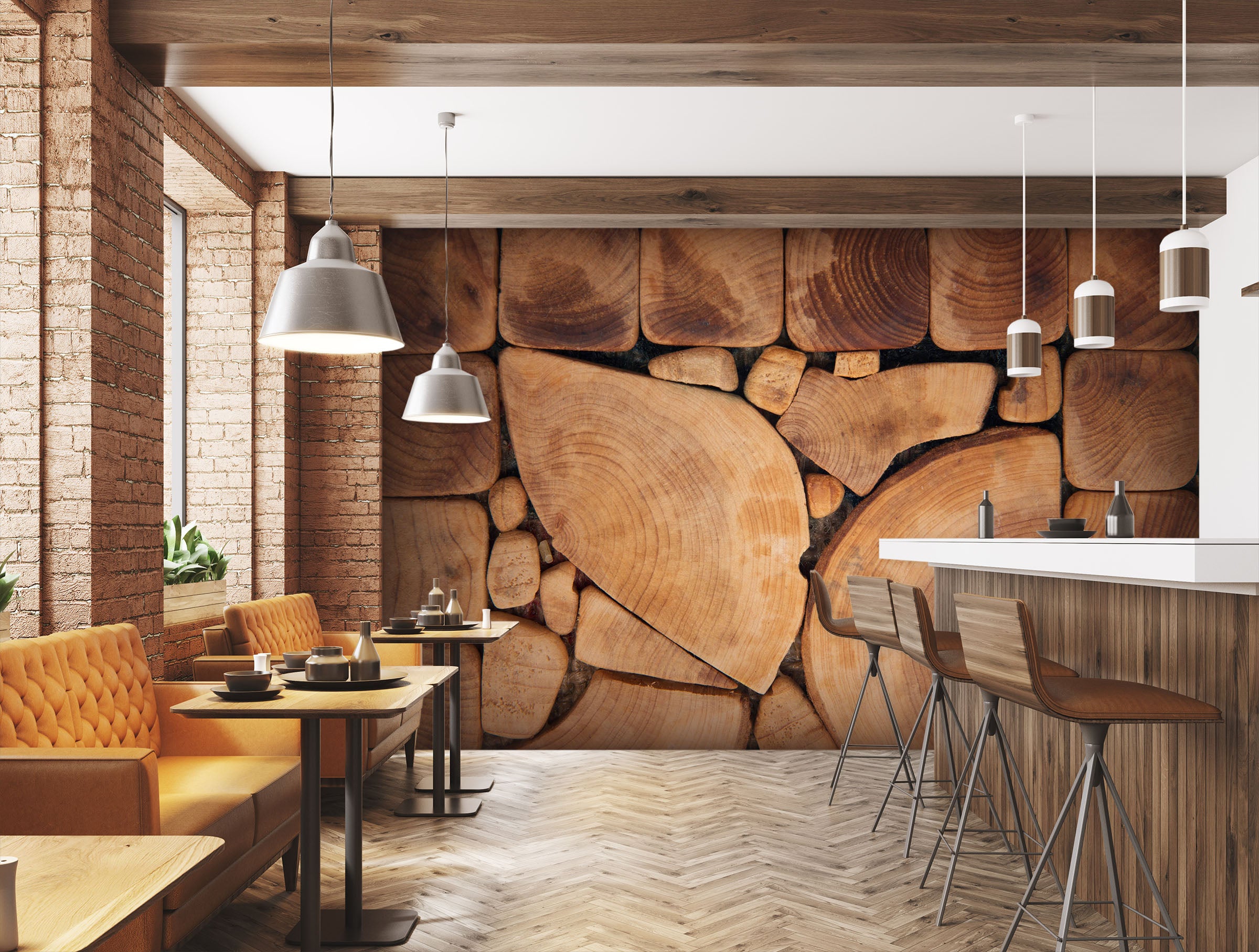 3D Woody Leaves 1479 Wall Murals