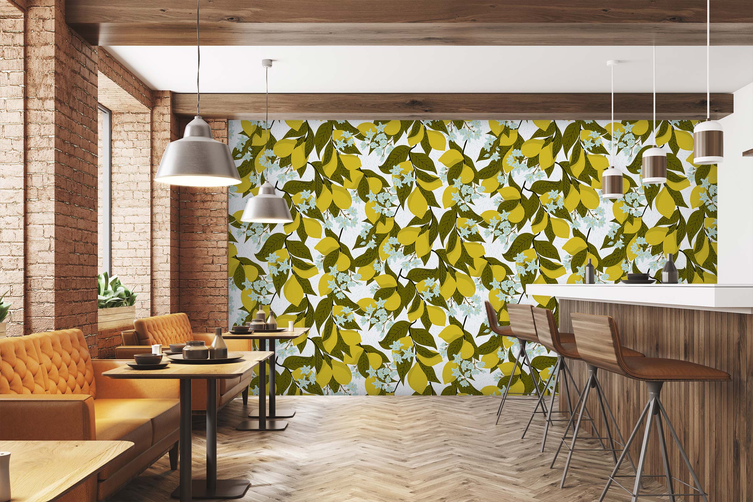 3D Blue Floral Leaves 120106 Kashmira Jayaprakash Wall Mural Wall Murals