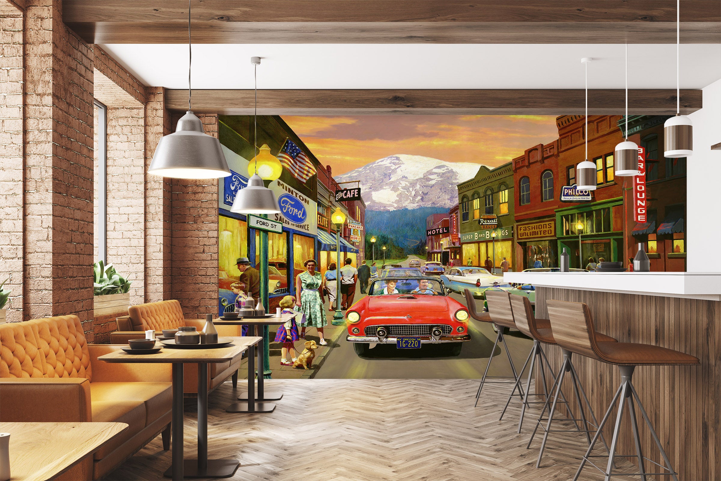 3D Bustling Street 126 Kevin Walsh Wall Mural Wall Murals