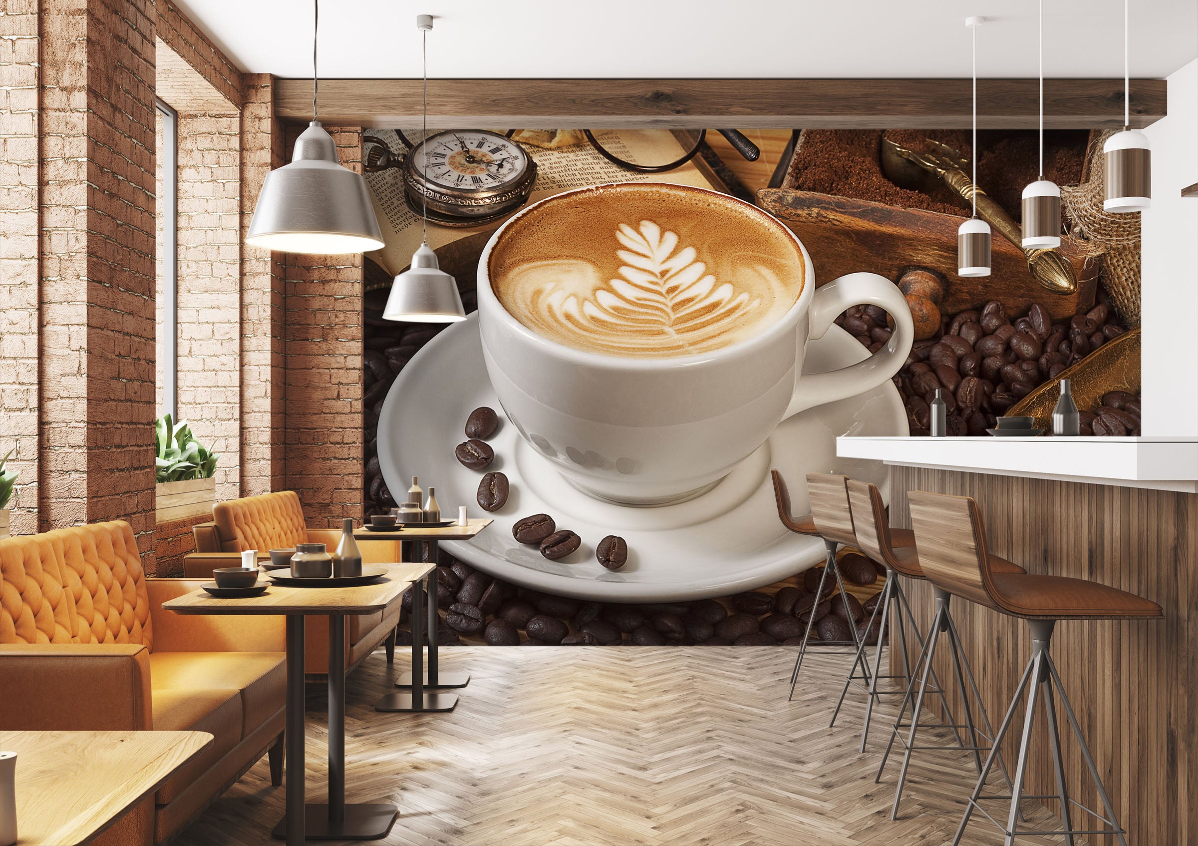 3D Coffee House 256 Wall Murals