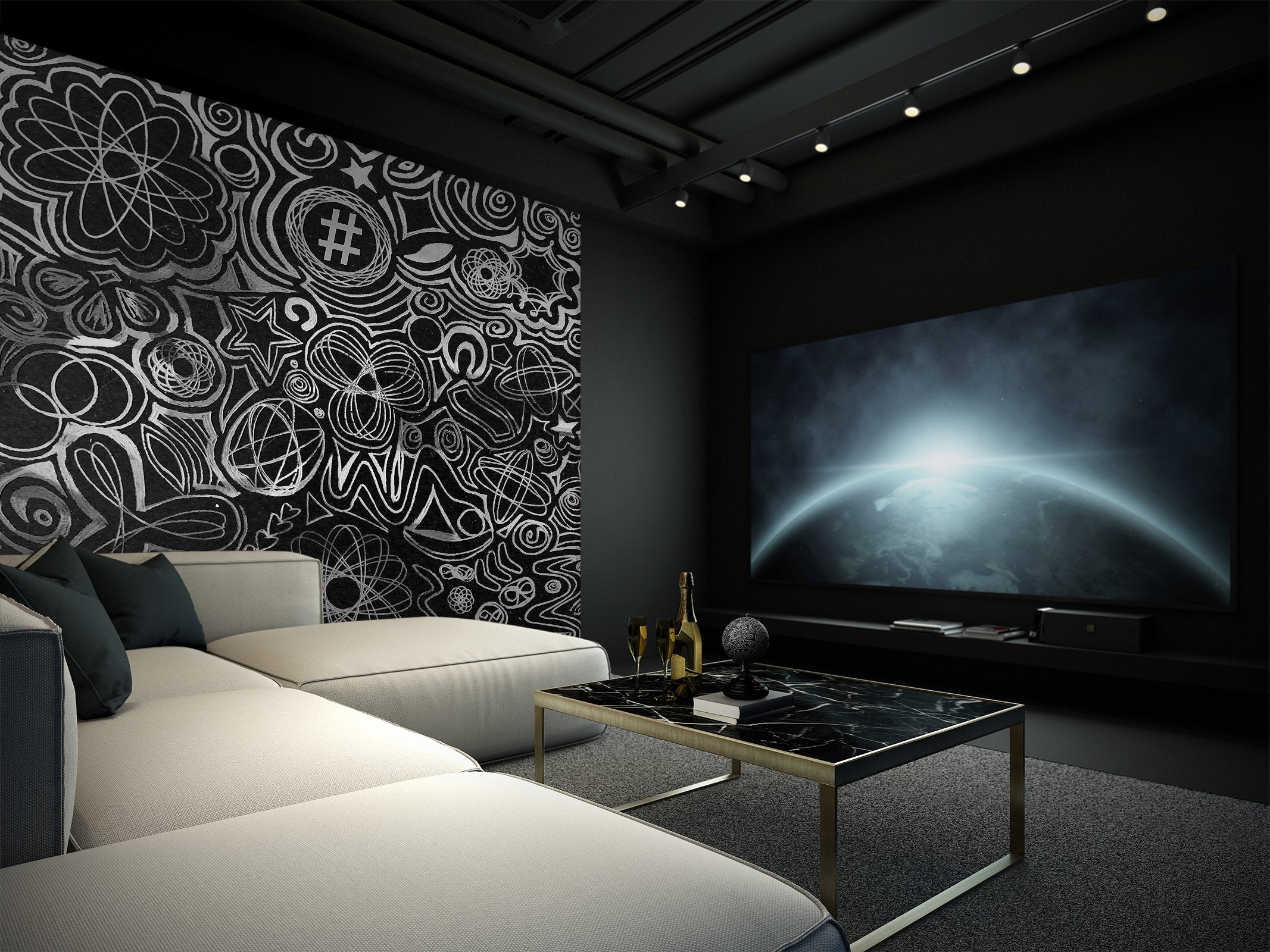3D Abstract Black Pattern 1409 Shandra Smith Wall Mural Wall Murals Wallpaper AJ Wallpaper 2