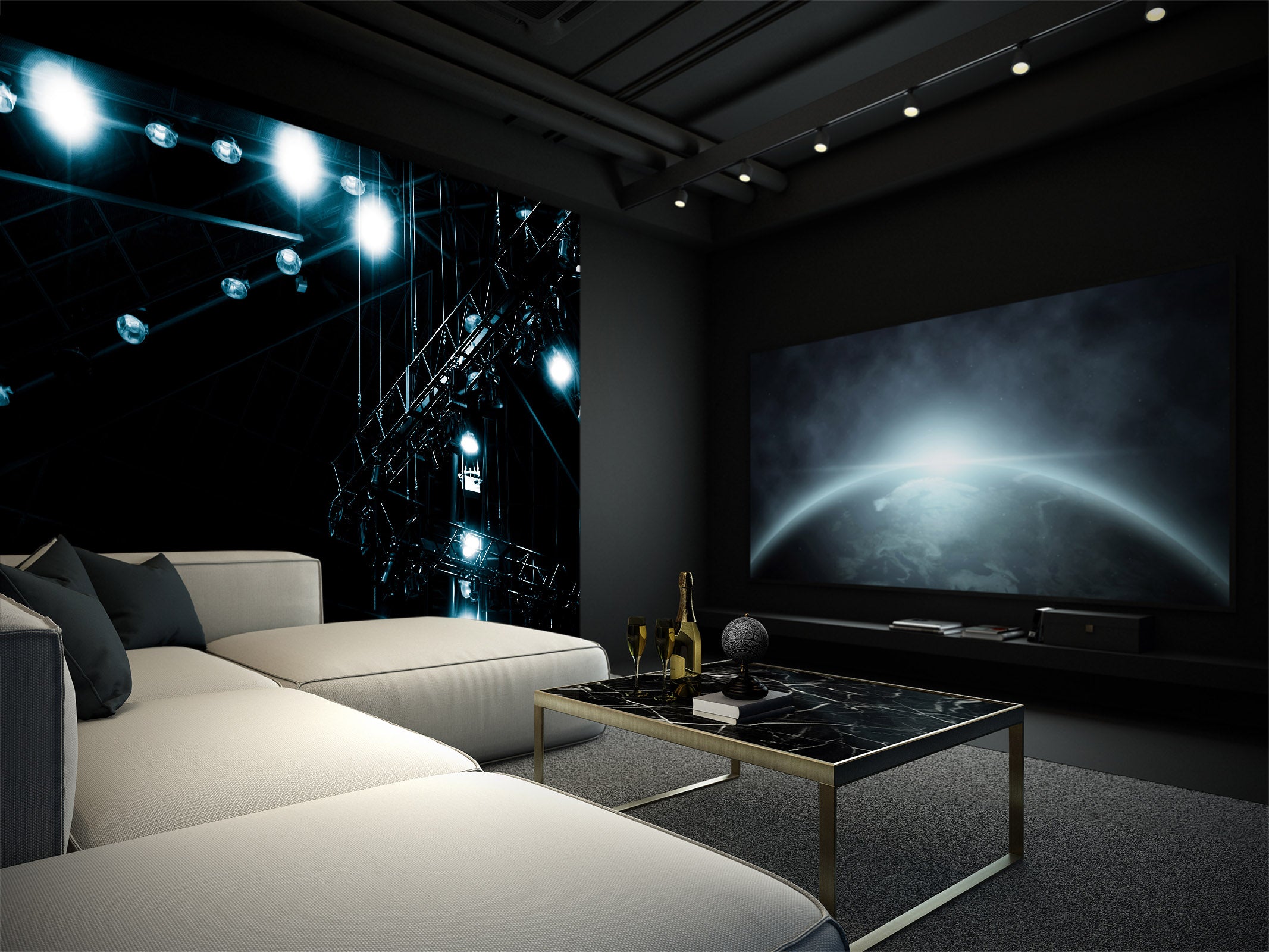3D Steel Frame Lighting 109 Noirblanc777 Wall Mural Wall Murals