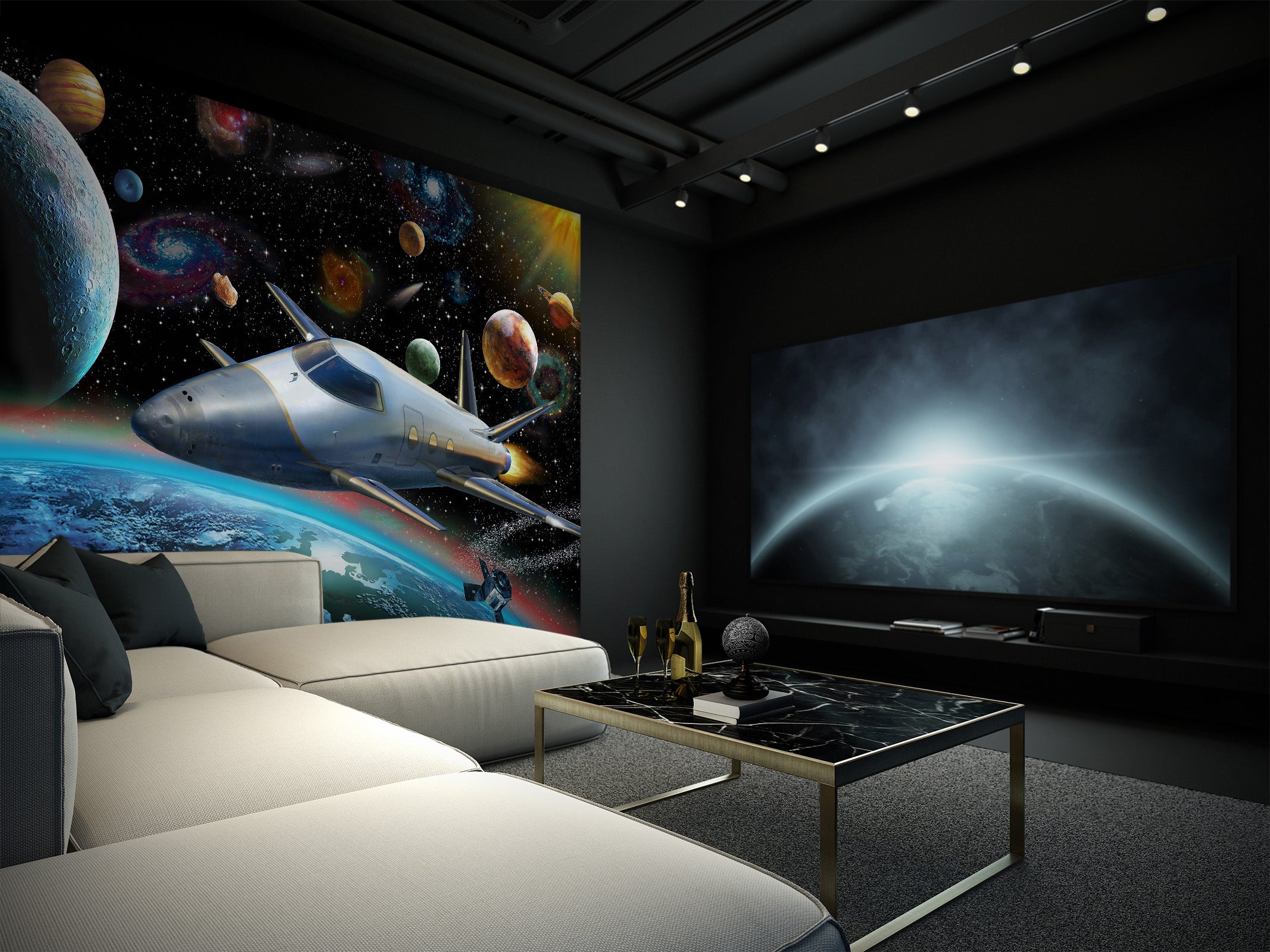 3D Planet Spaceship 1420 Adrian Chesterman Wall Mural Wall Murals
