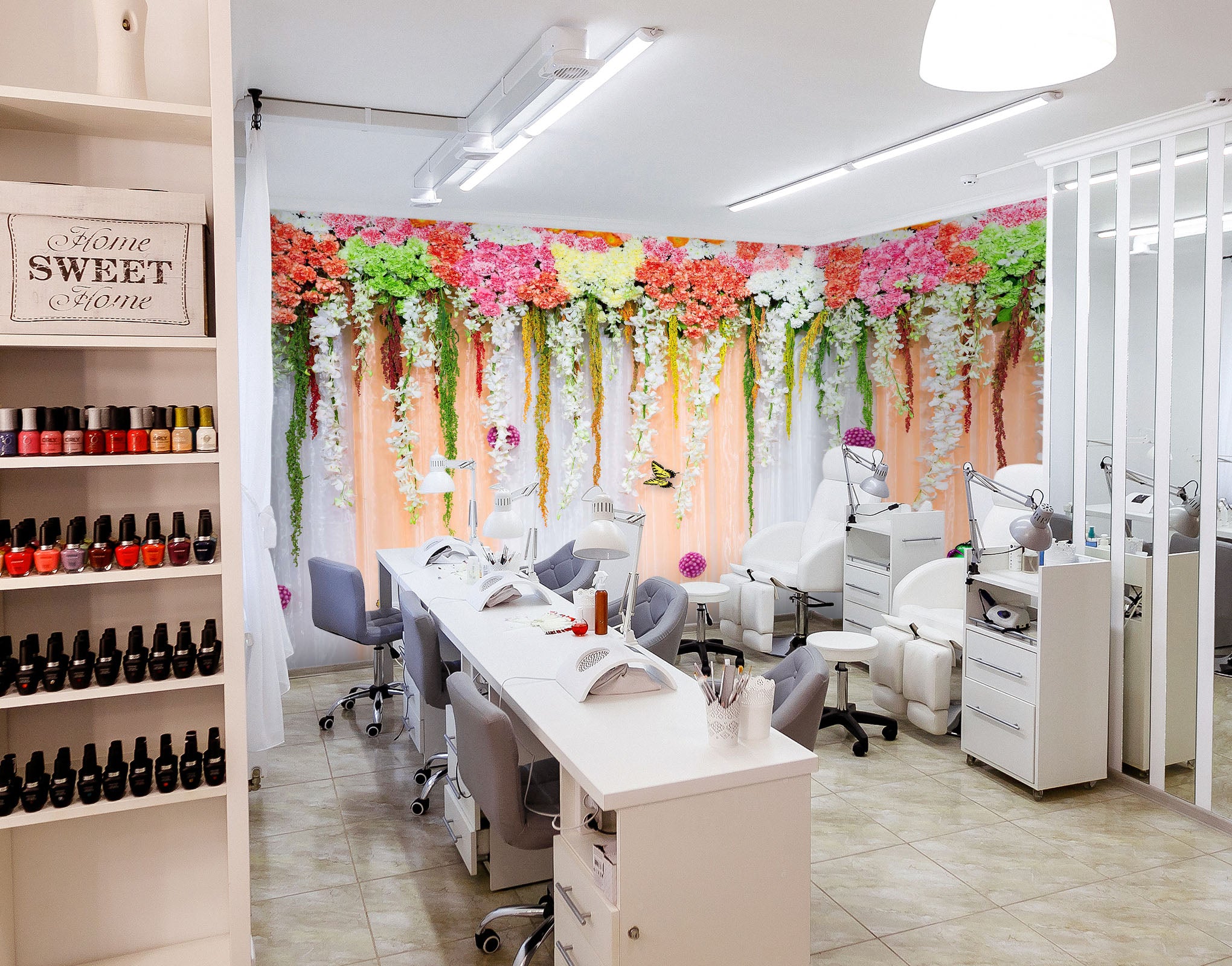 3D Vine Flower Butterfly 062 Wall Murals