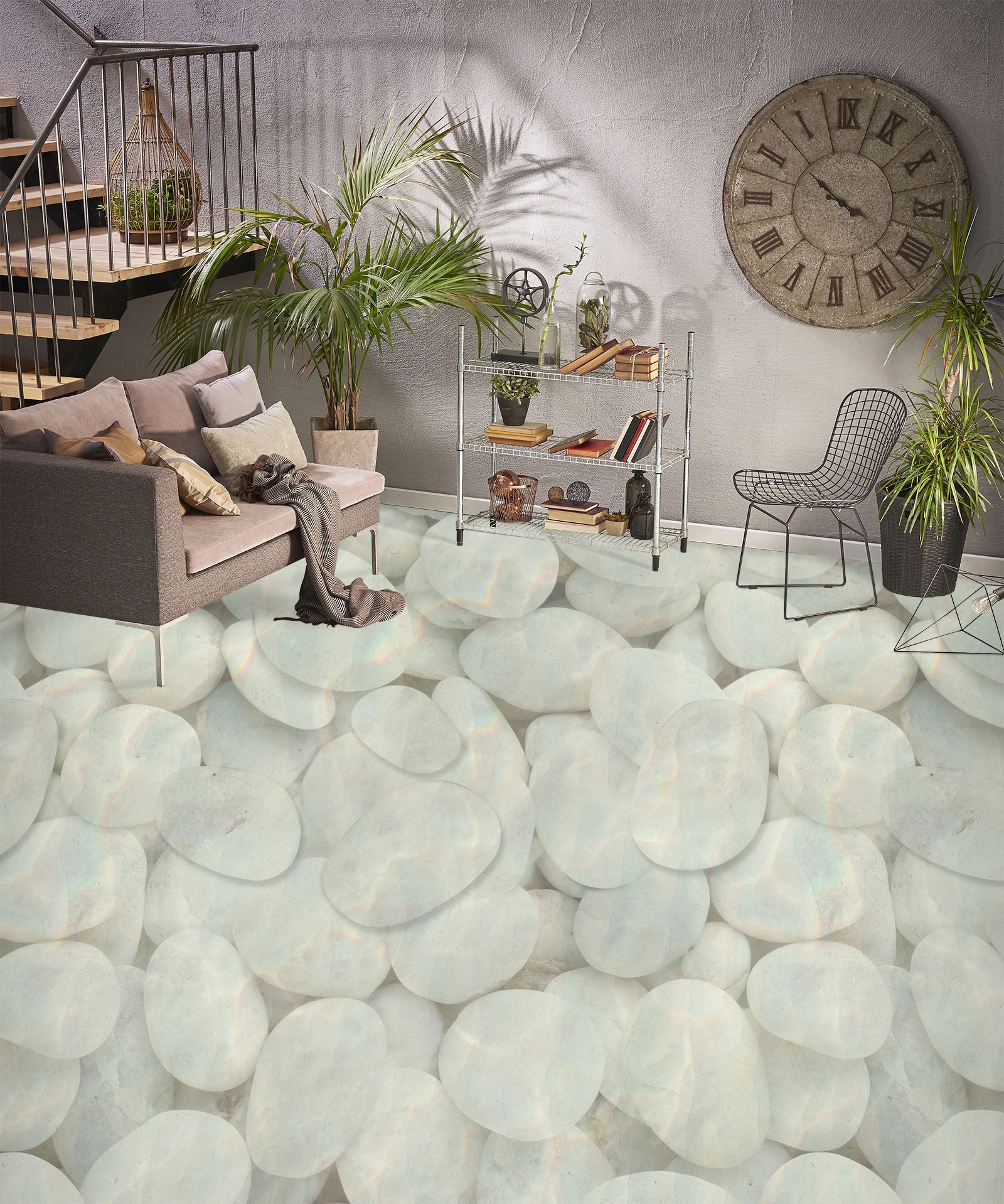3D Precious White Pebbles 216 Floor Mural Wallpaper Murals Rug & Mat Print Epoxy waterproof bath floor