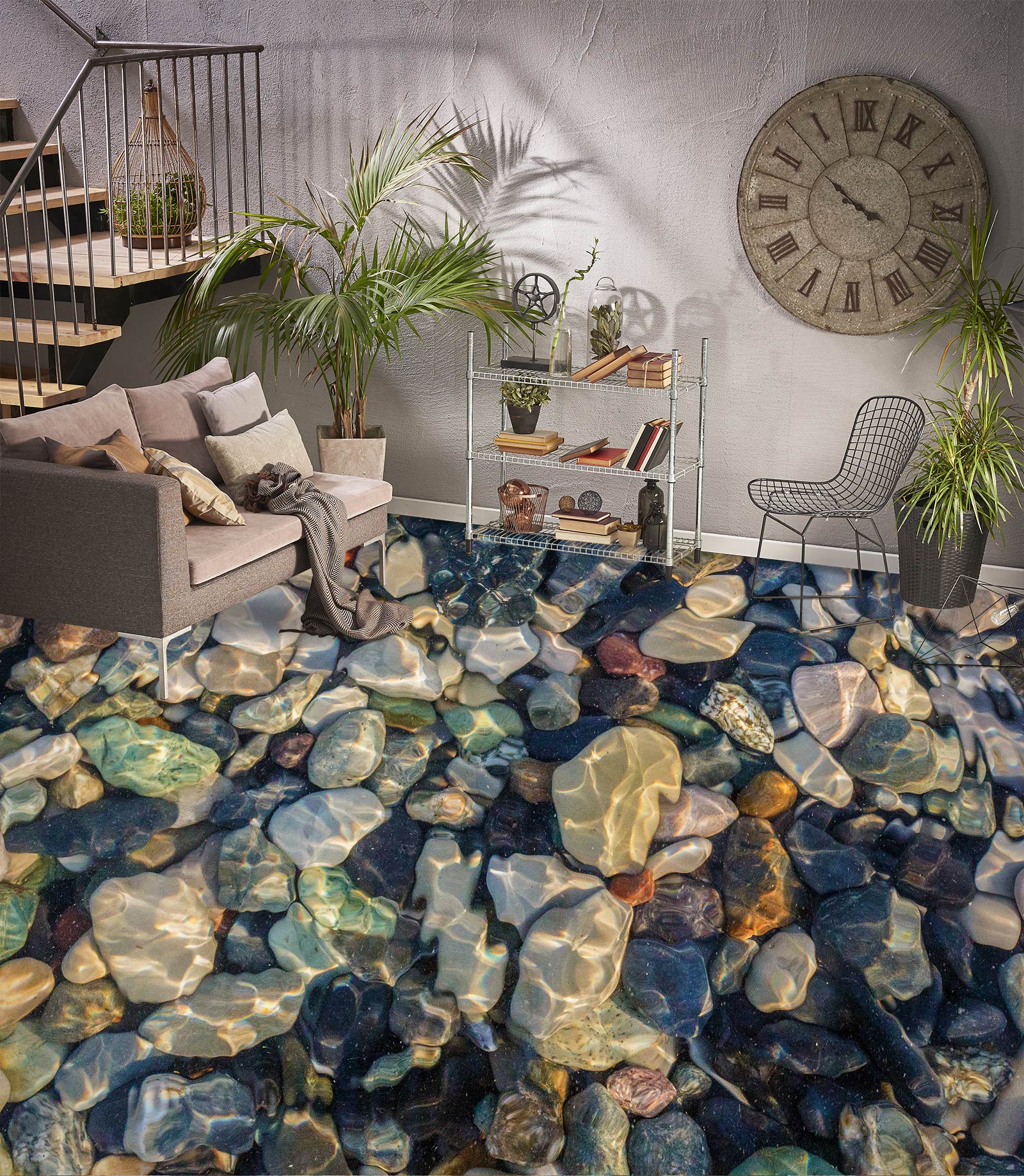 3D Colored Artistic Pebbles 099 Floor Mural Wallpaper Murals Rug & Mat Print Epoxy waterproof bath floor