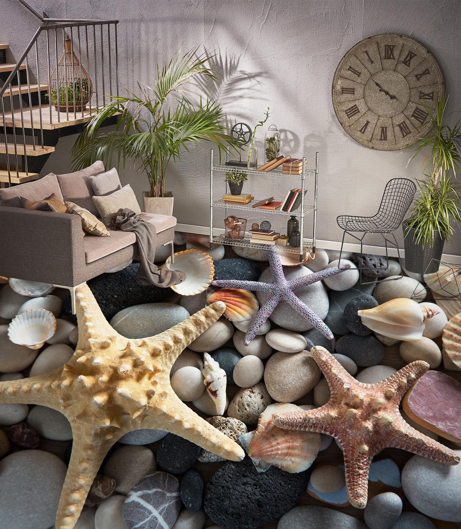 3D Three Big Starfish 638 Floor Mural Wallpaper Murals Rug & Mat Print Epoxy waterproof bath floor