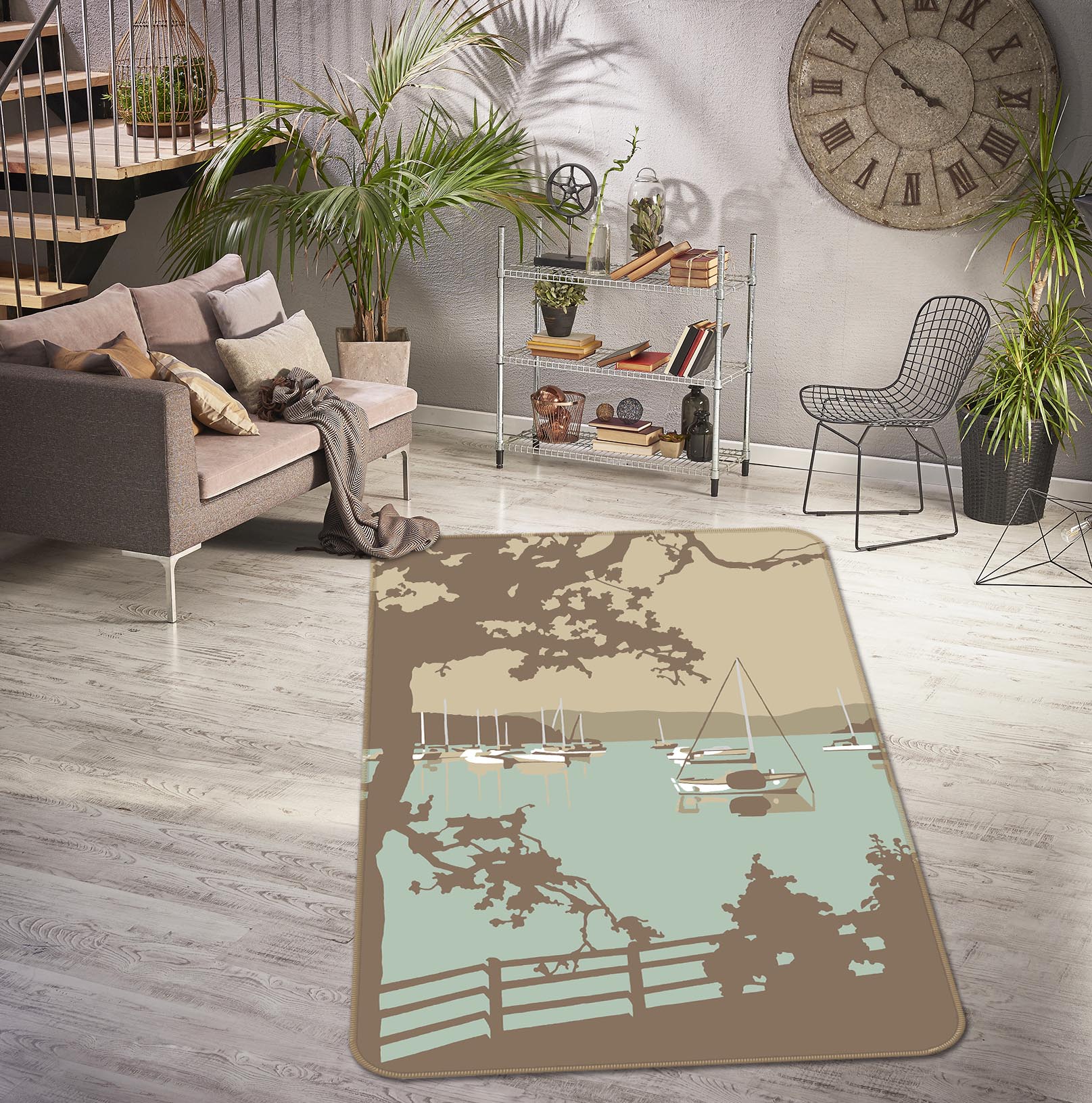 3D Poole Harbour View 1006 Steve Read Rug Non Slip Rug Mat