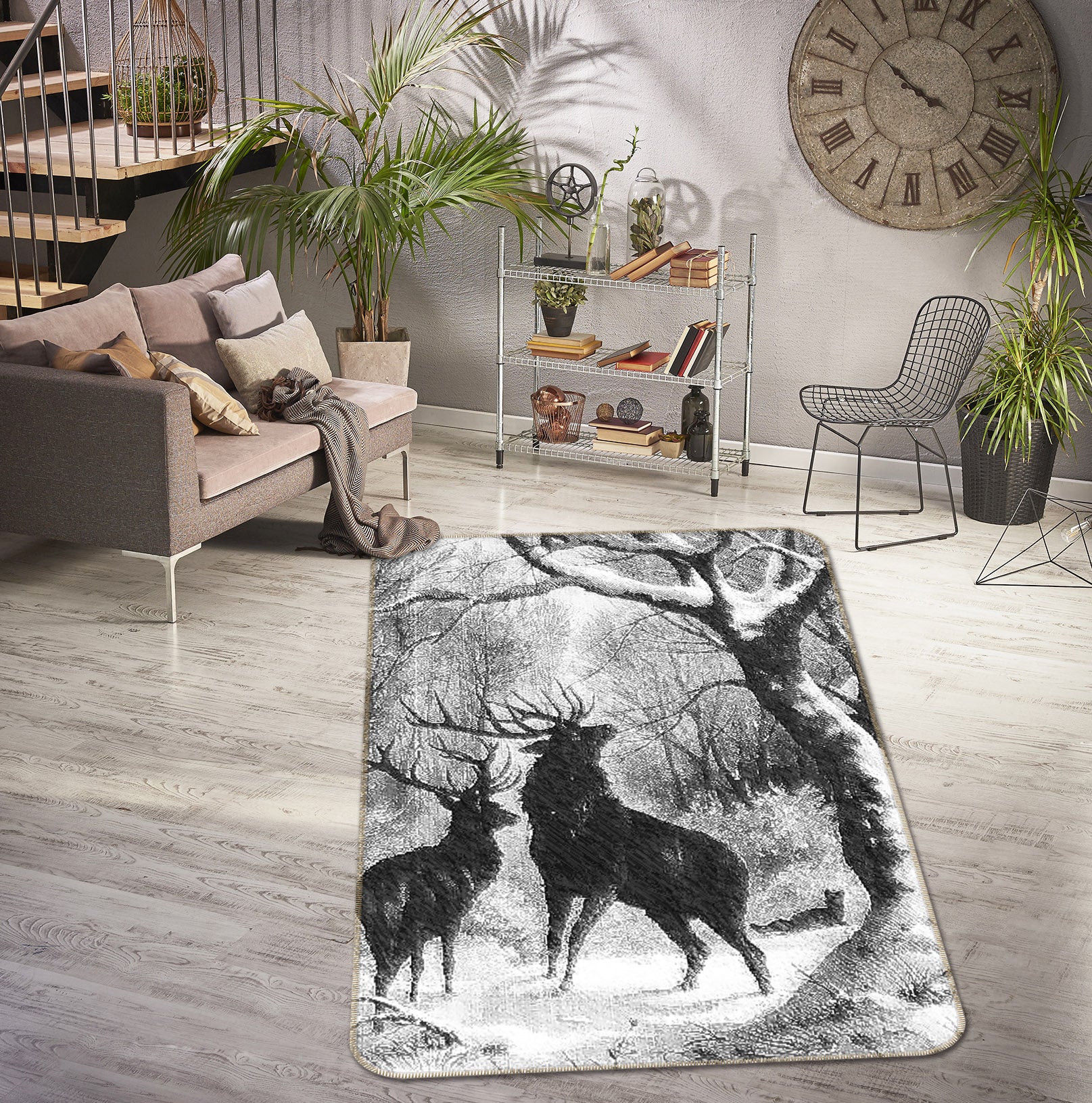 3D Black Fawn 160 Animal Non Slip Rug Mat