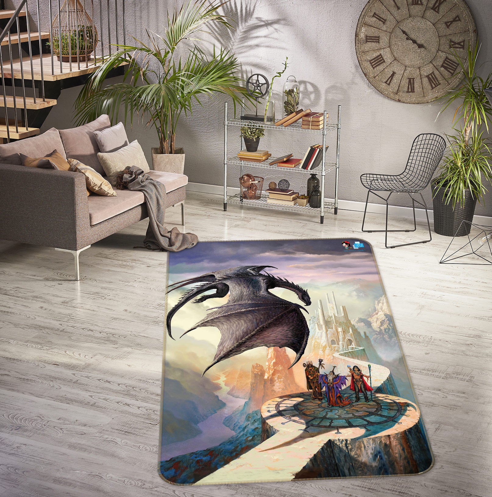 3D Castle Dragon Soldier 6051 Ciruelo Rug Non Slip Rug Mat