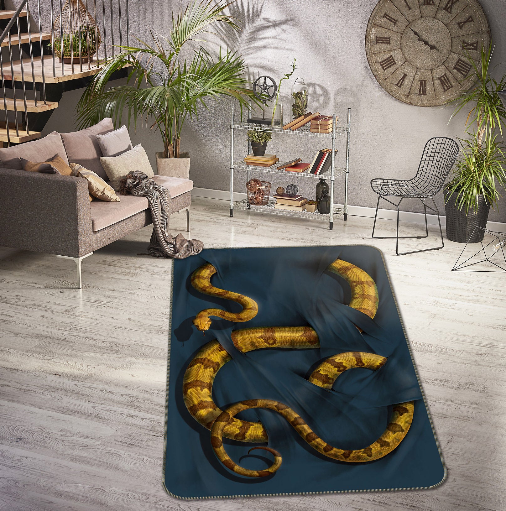 3D Boa Constrictor 1013 Vincent Hie Rug Non Slip Rug Mat