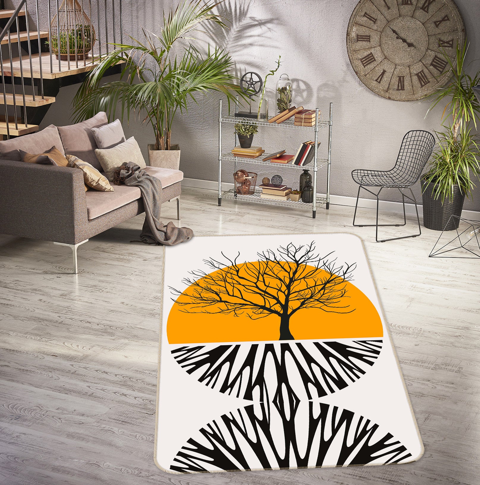 3D Yellow Moon Tree 1135 Boris Draschoff Rug Non Slip Rug Mat