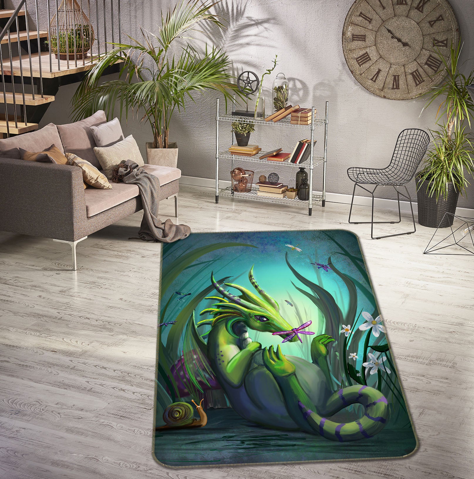 3D Valley Snake 3028 Rose Catherine Khan Rug Non Slip Rug Mat