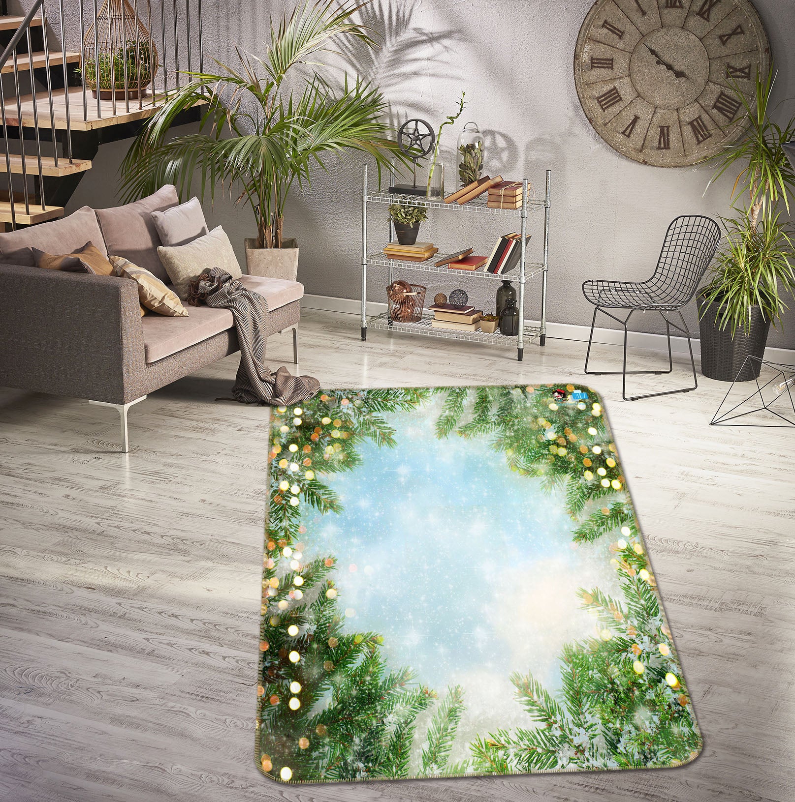 3D Branch Circle 57028 Christmas Non Slip Rug Mat Xmas