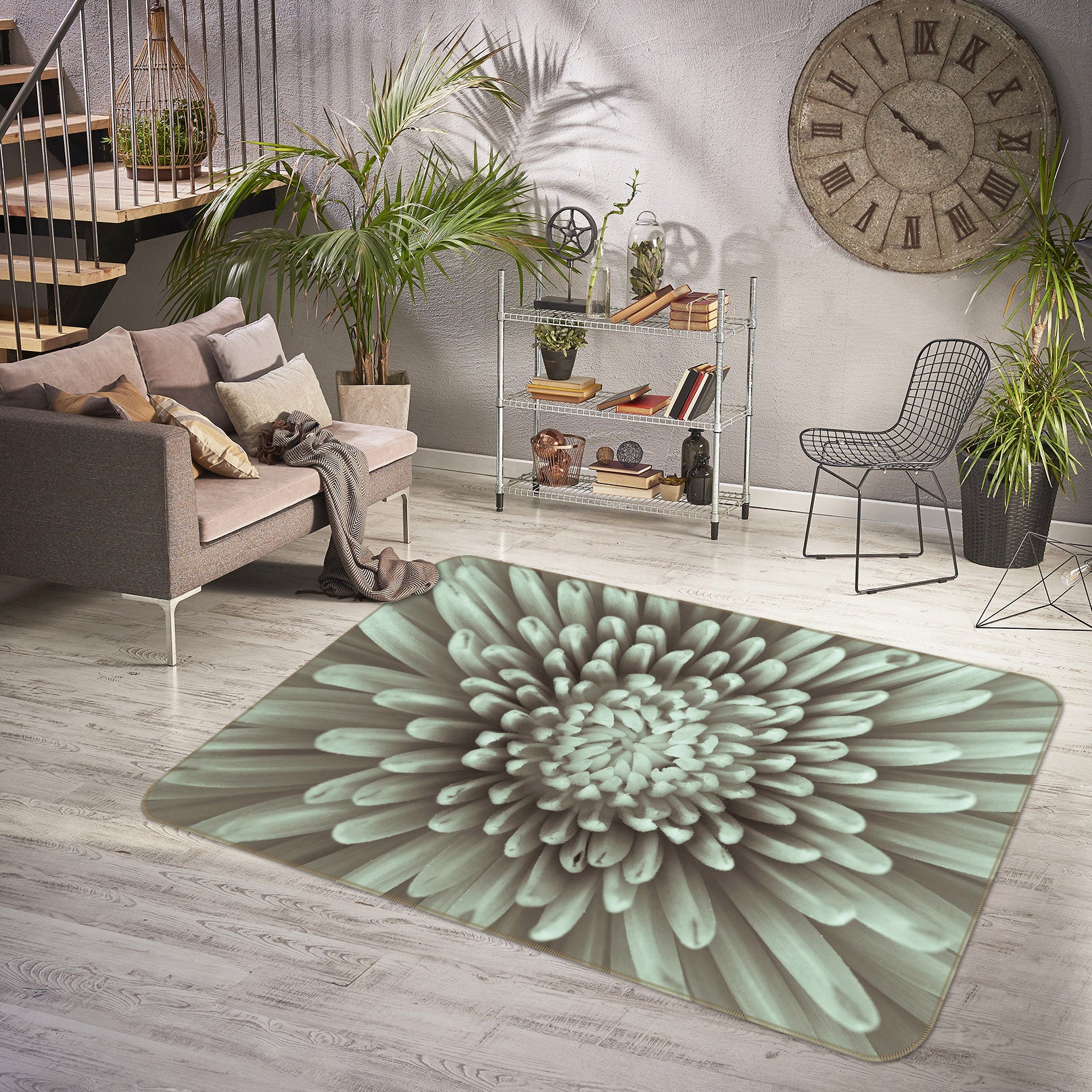 3D White Daisy 1001 Assaf Frank Rug Non Slip Rug Mat