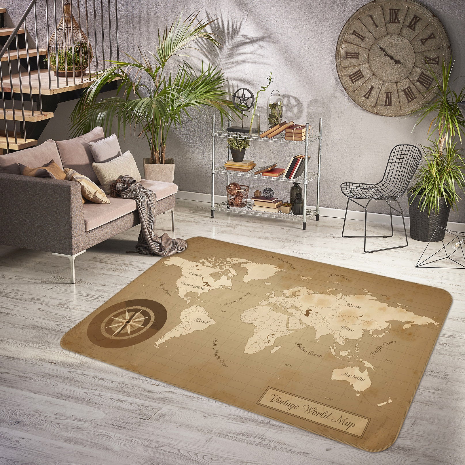 3D Reflection 326 World Map Non Slip Rug Mat