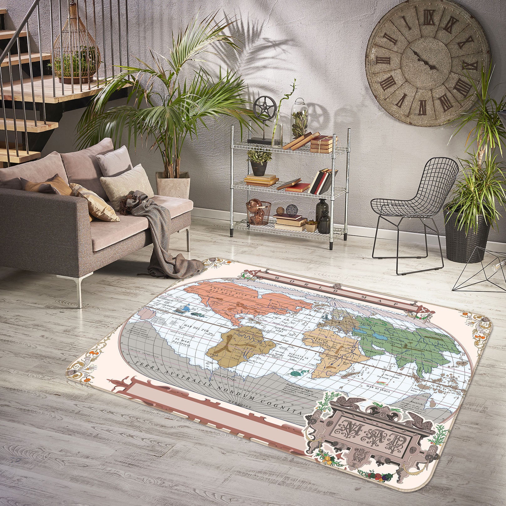 3D Color Painting 246 World Map Non Slip Rug Mat