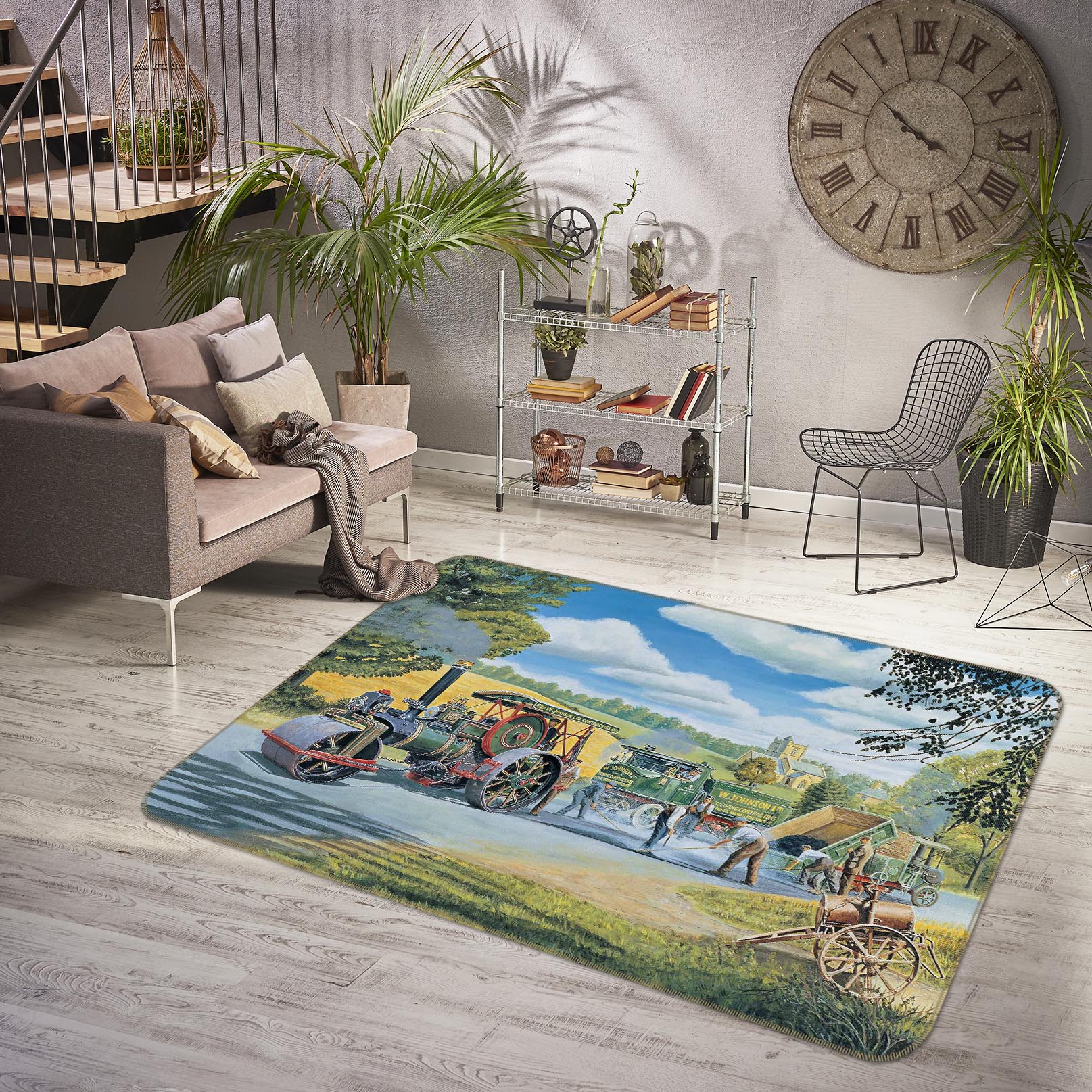 3D The Road Menders 1116 Trevor Mitchell Rug Non Slip Rug Mat