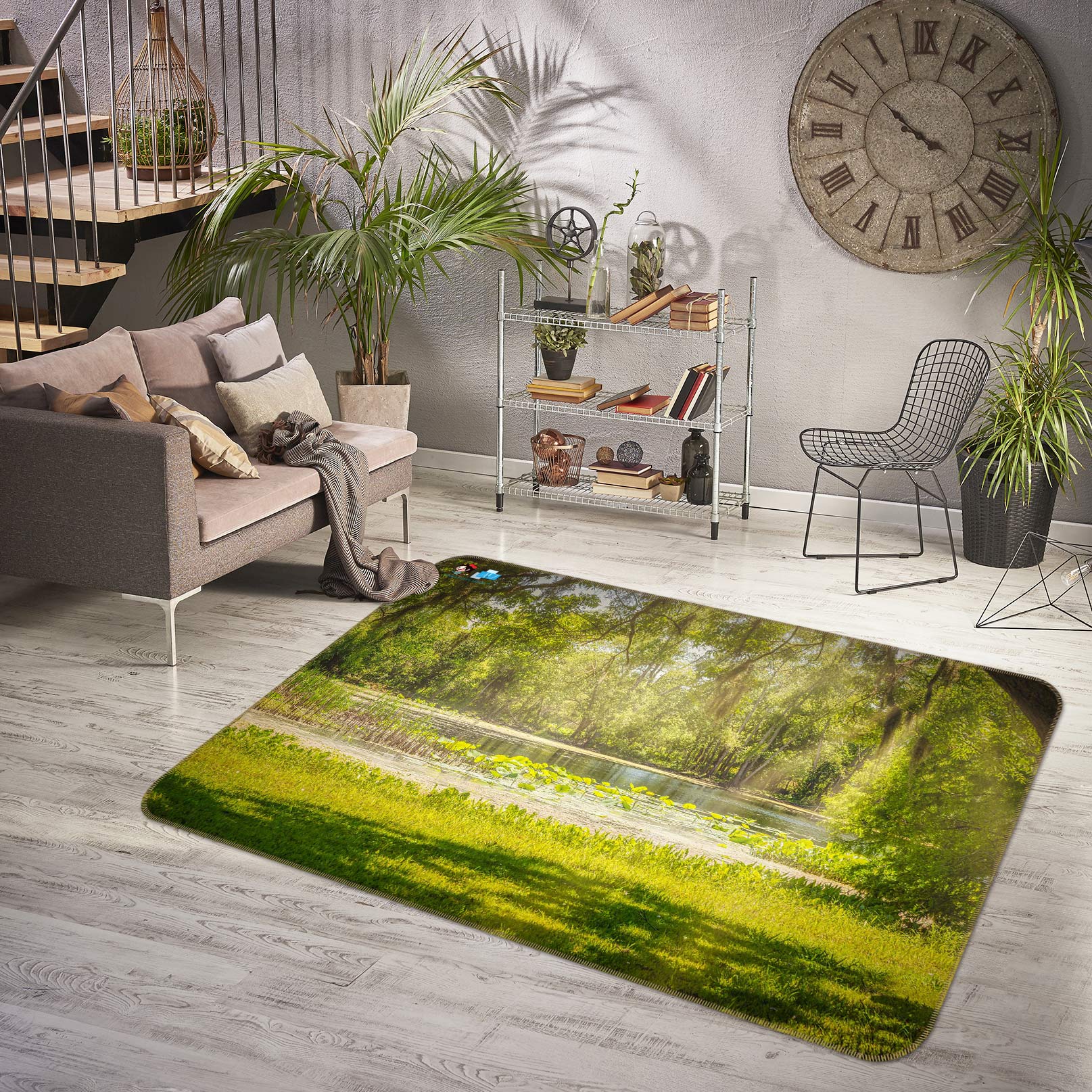 3D Green Lawn Lake 5151 Beth Sheridan Rug Non Slip Rug Mat