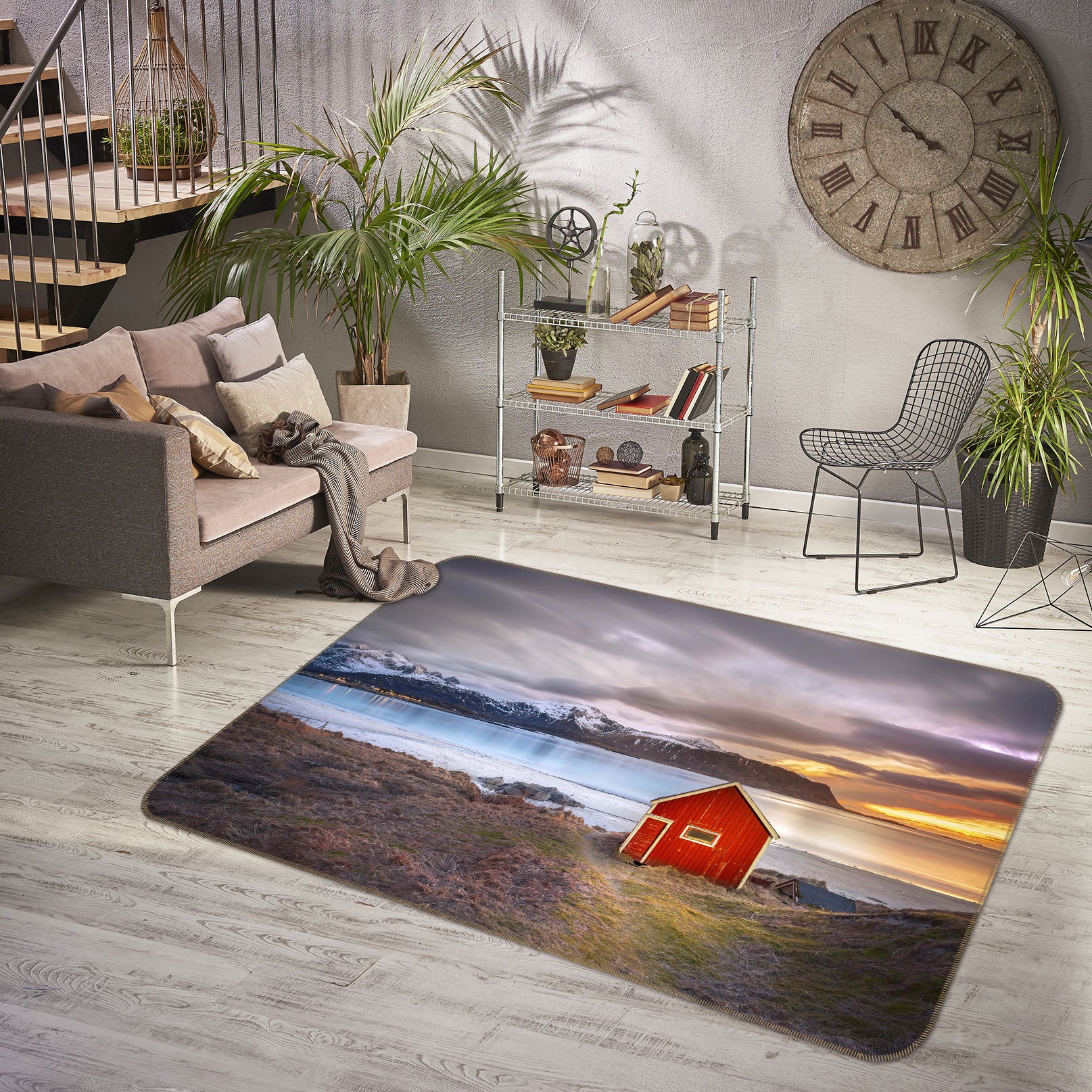 3D Red House 1145 Marco Carmassi Rug Non Slip Rug Mat