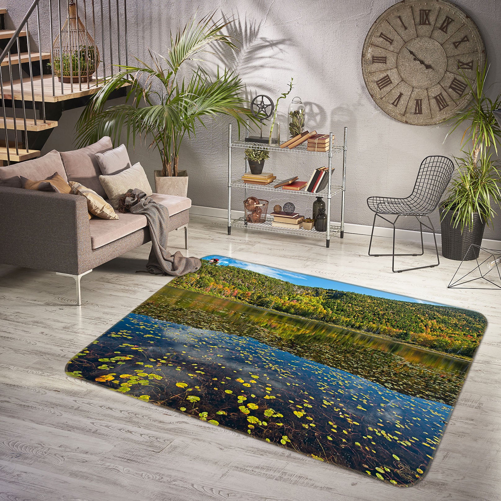3D Lake Leaves 62219 Kathy Barefield Rug Non Slip Rug Mat