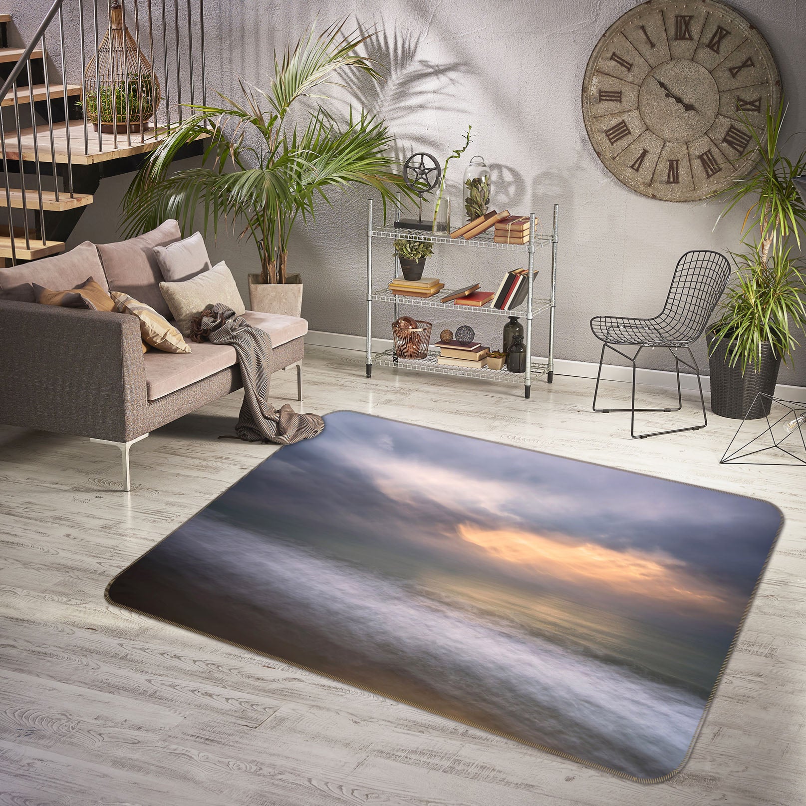 3D White Wave 1119 Marco Carmassi Rug Non Slip Rug Mat