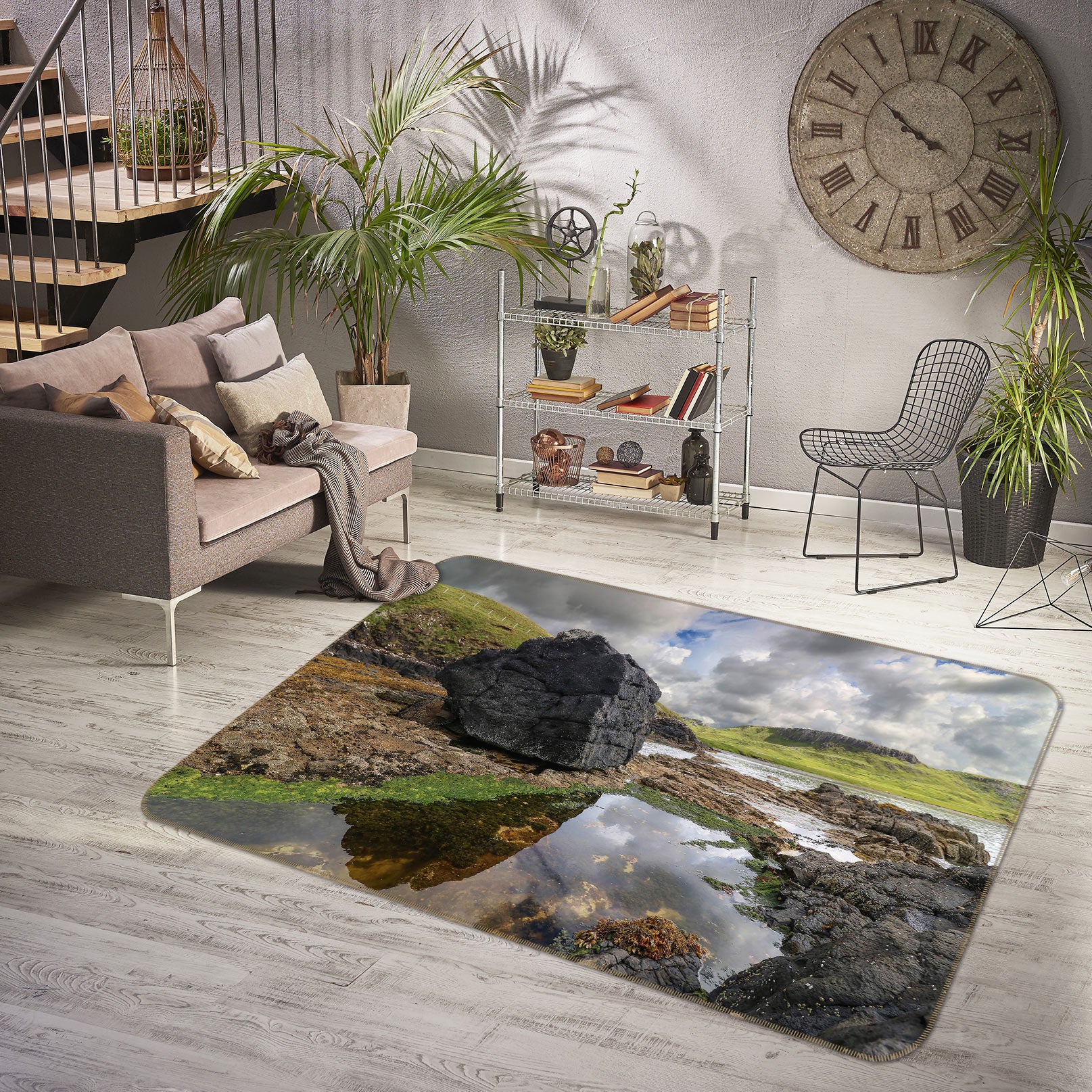 3D Stone Valley River 1011 Jerry LoFaro Rug Non Slip Rug Mat