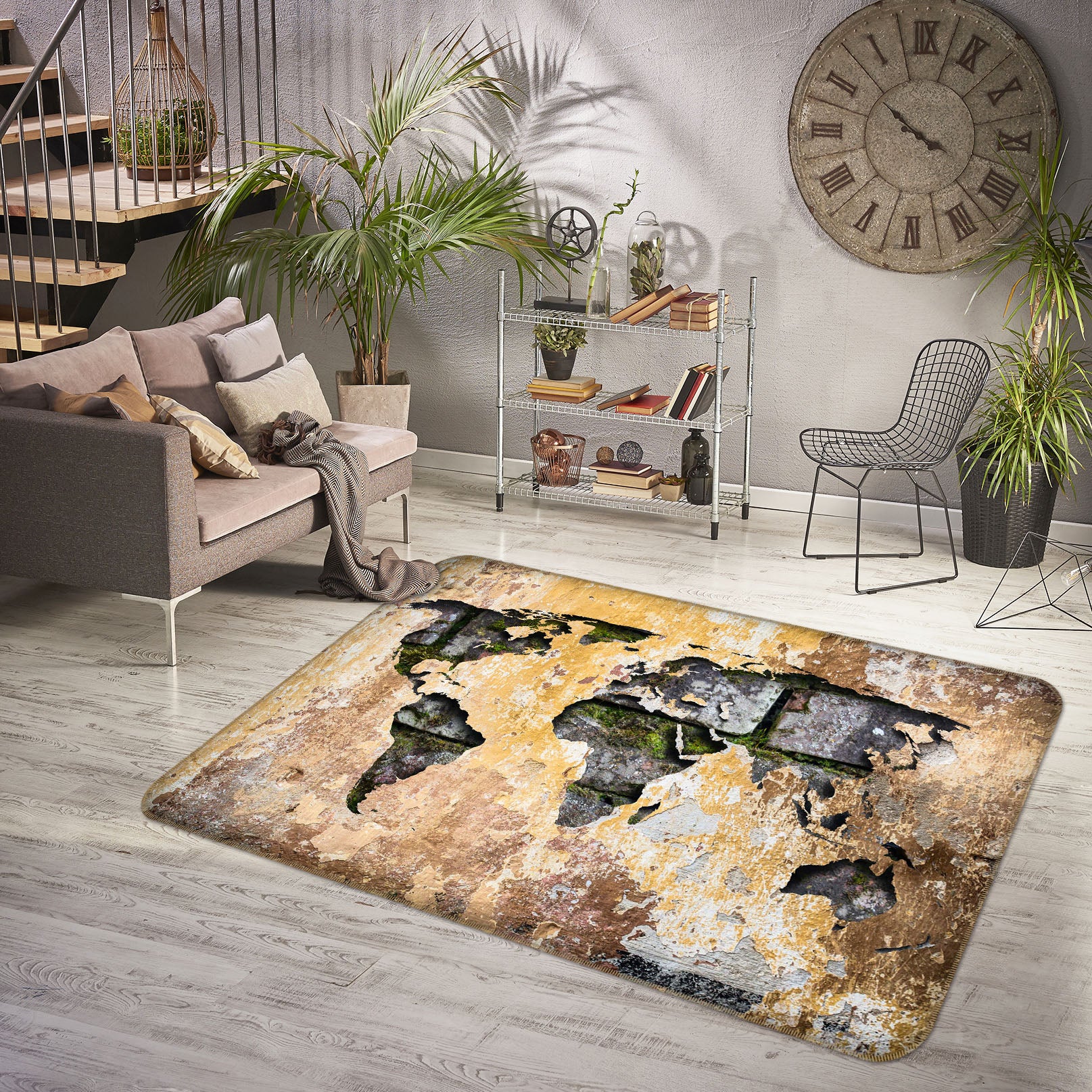 3D Abstract Art 266 World Map Non Slip Rug Mat