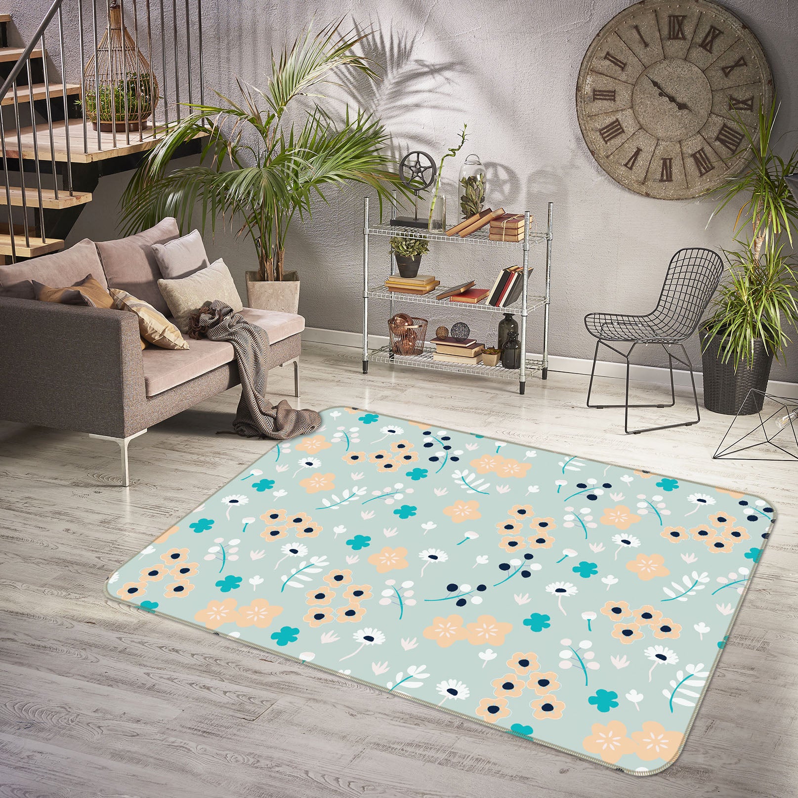 3D Colored Flowers 1106 Jillian Helvey Rug Non Slip Rug Mat