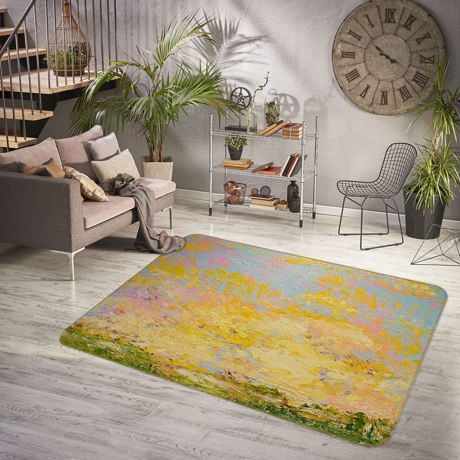 3D Yellow Graffiti 1057 Allan P. Friedlander Rug Non Slip Rug Mat