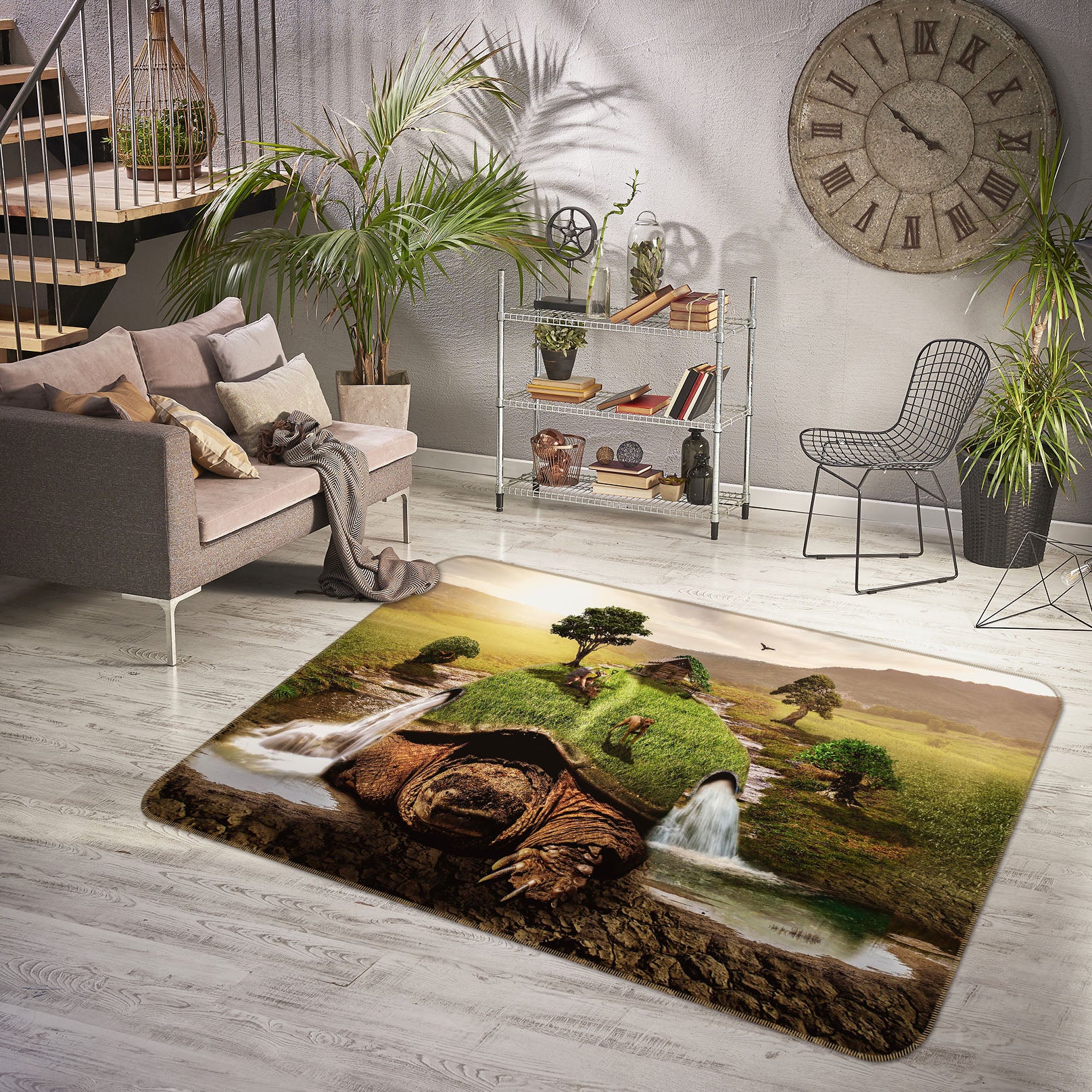 3D Turtle Falls 061 Animal Non Slip Rug Mat