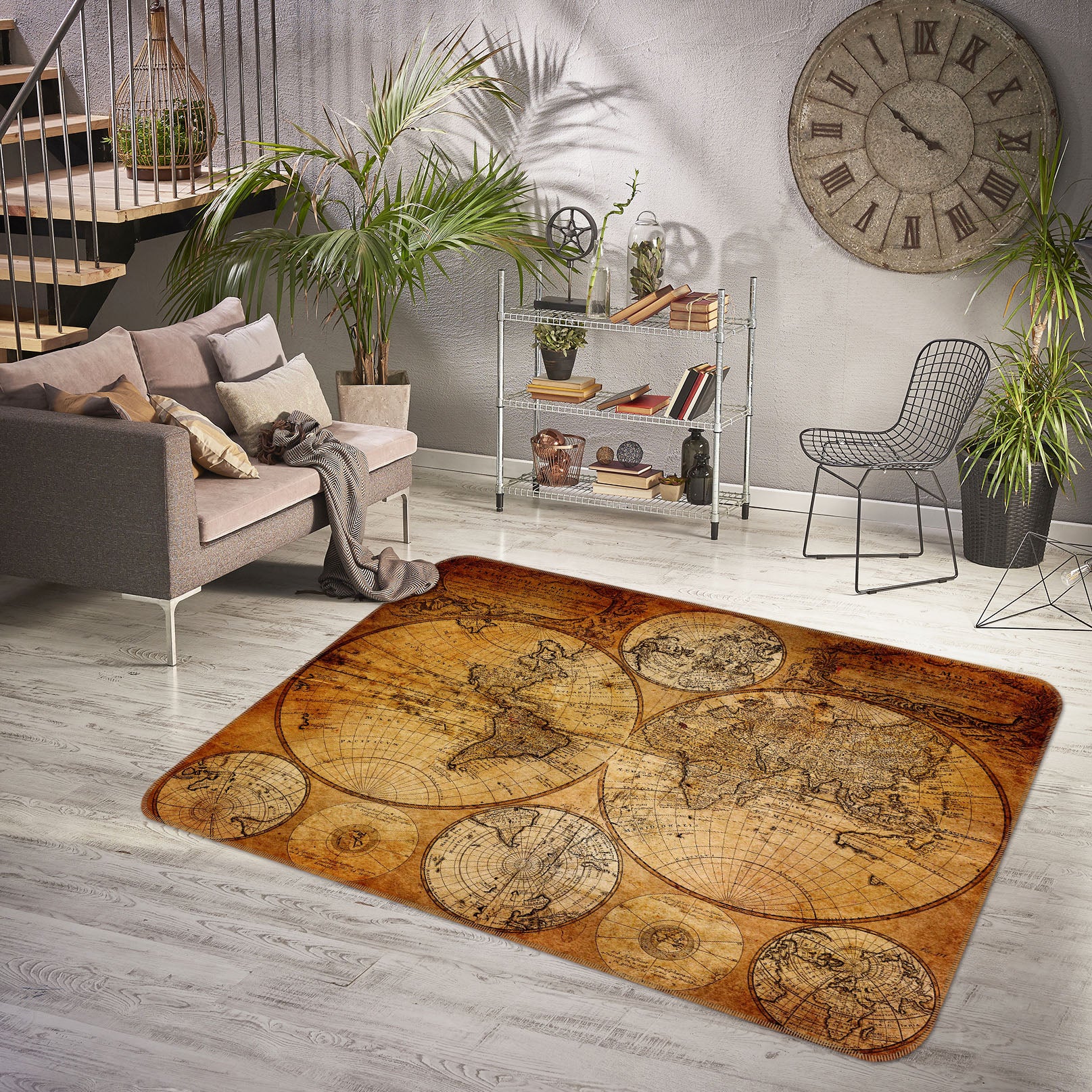 3D Precision Lines 225 World Map Non Slip Rug Mat