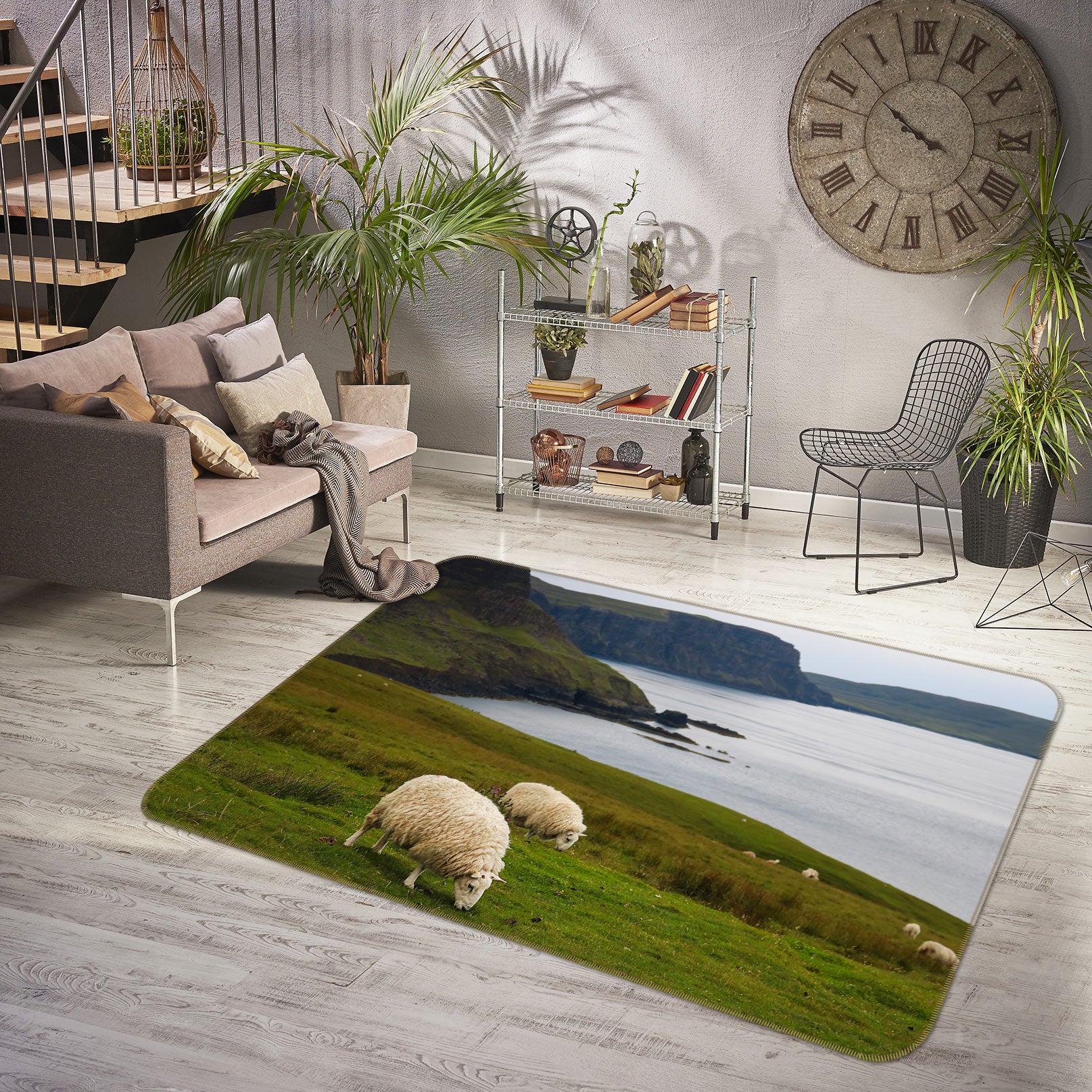 3D Scottish Sheep 1020 Jerry LoFaro Rug Non Slip Rug Mat