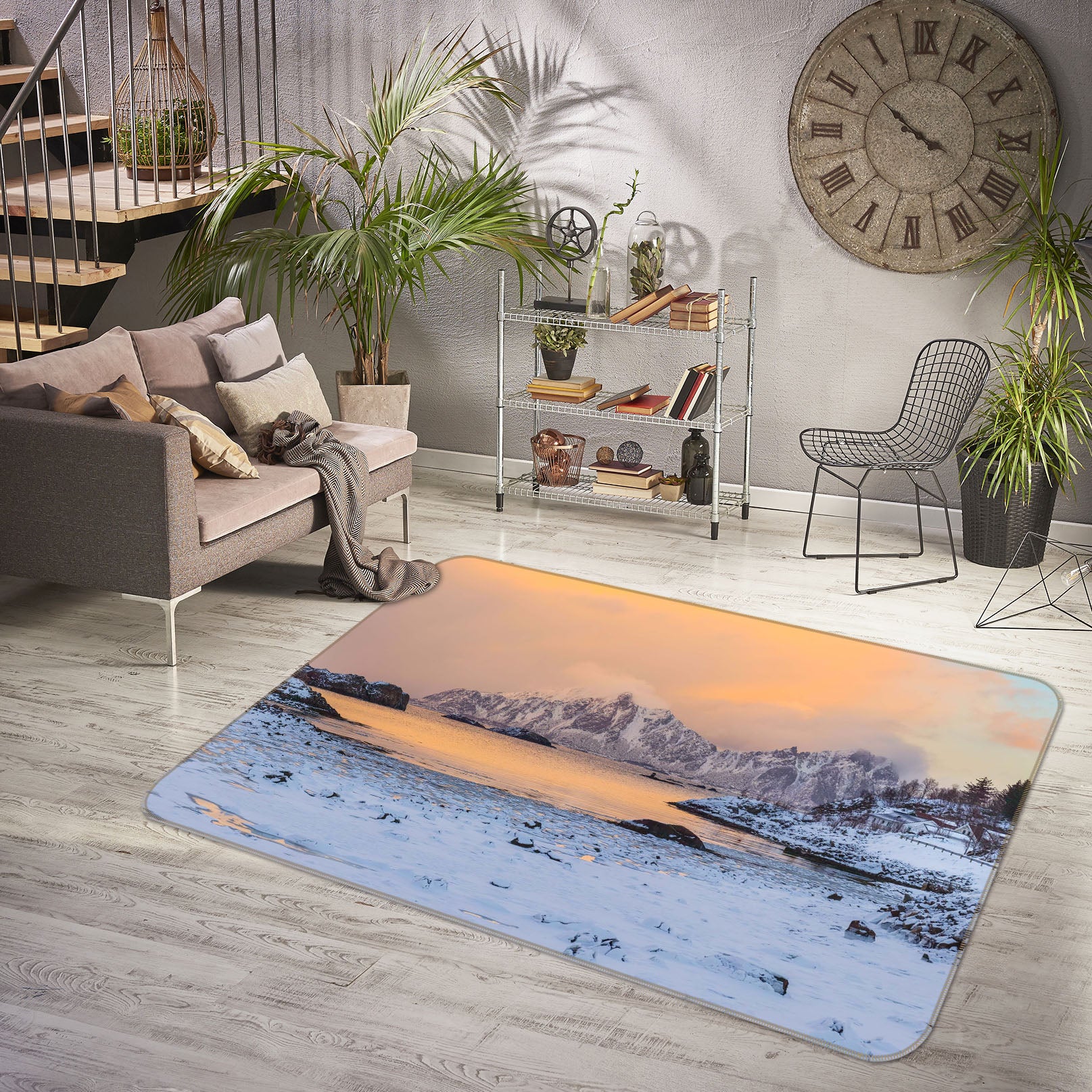 3D Snow Lake 1114 Marco Carmassi Rug Non Slip Rug Mat