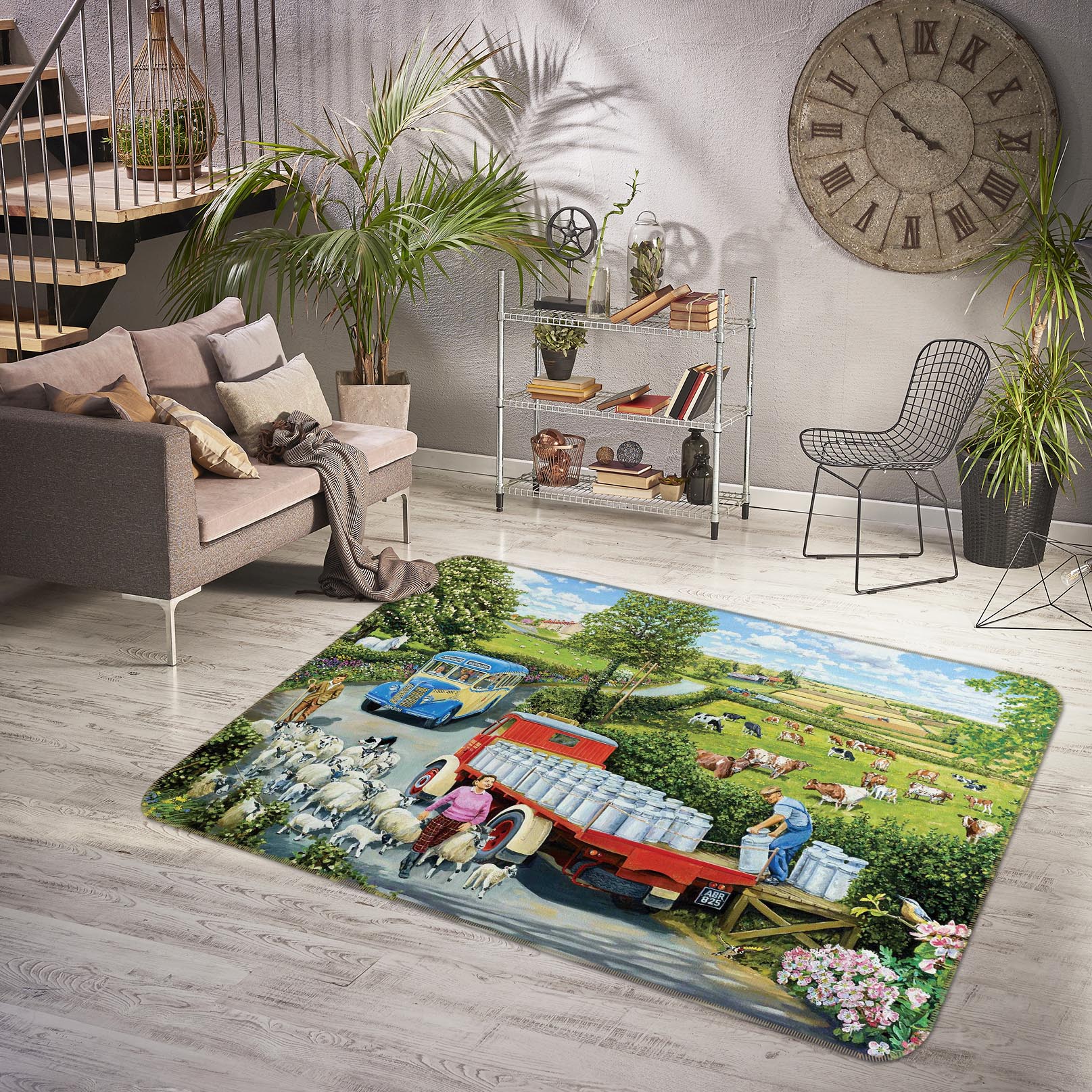 3D The Country Bus 1109 Trevor Mitchell Rug Non Slip Rug Mat