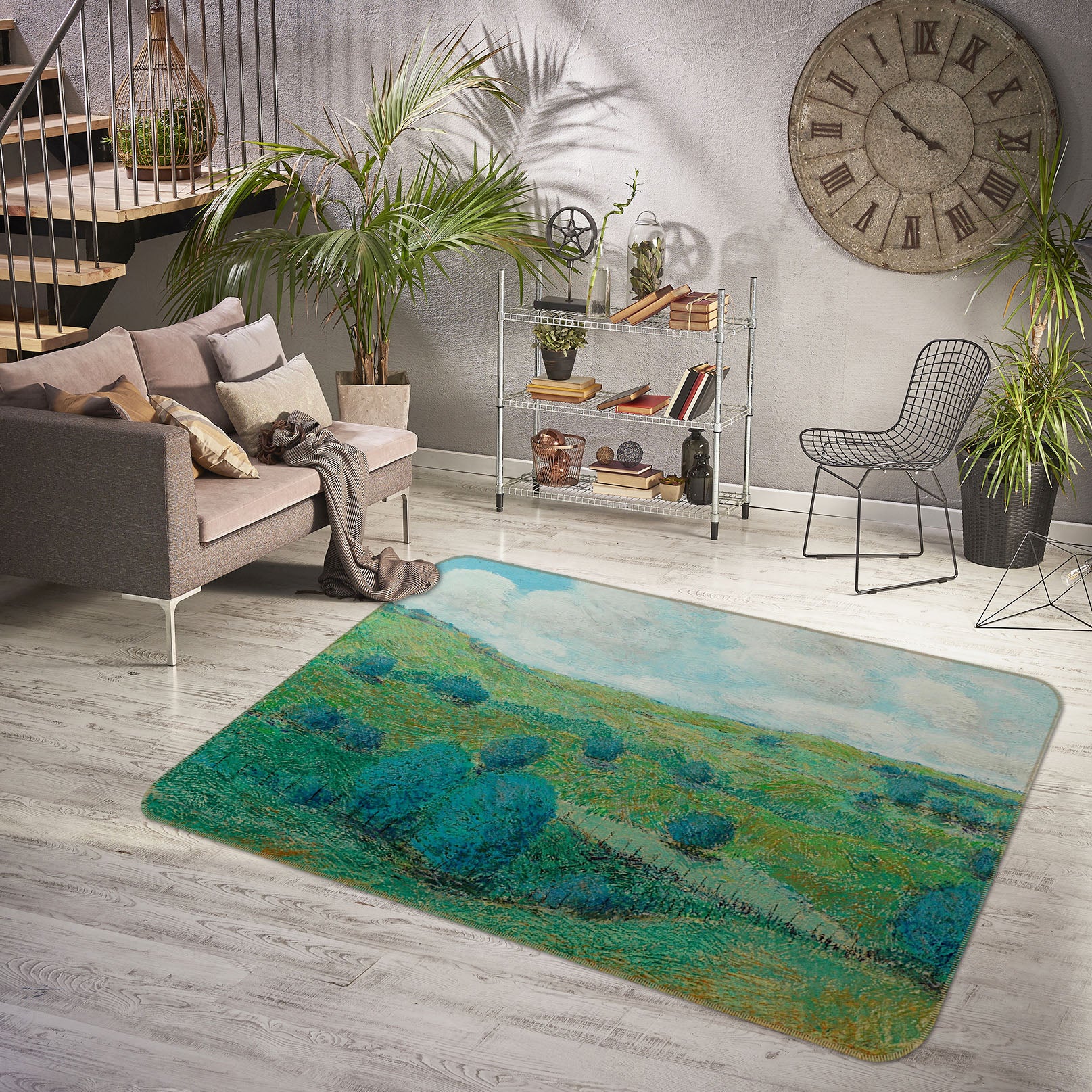 3D Dry Hills 1010 Allan P. Friedlander Rug Non Slip Rug Mat