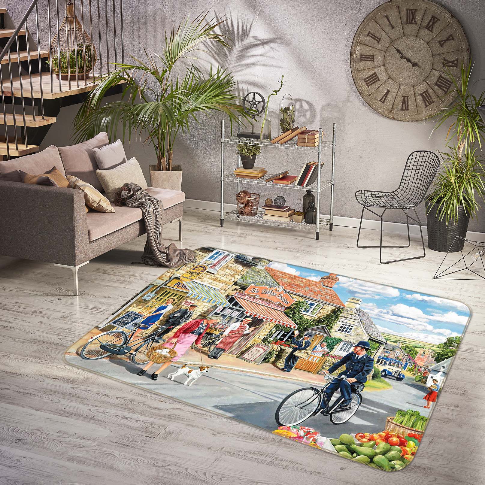3D The Village High Street 1124 Trevor Mitchell Rug Non Slip Rug Mat
