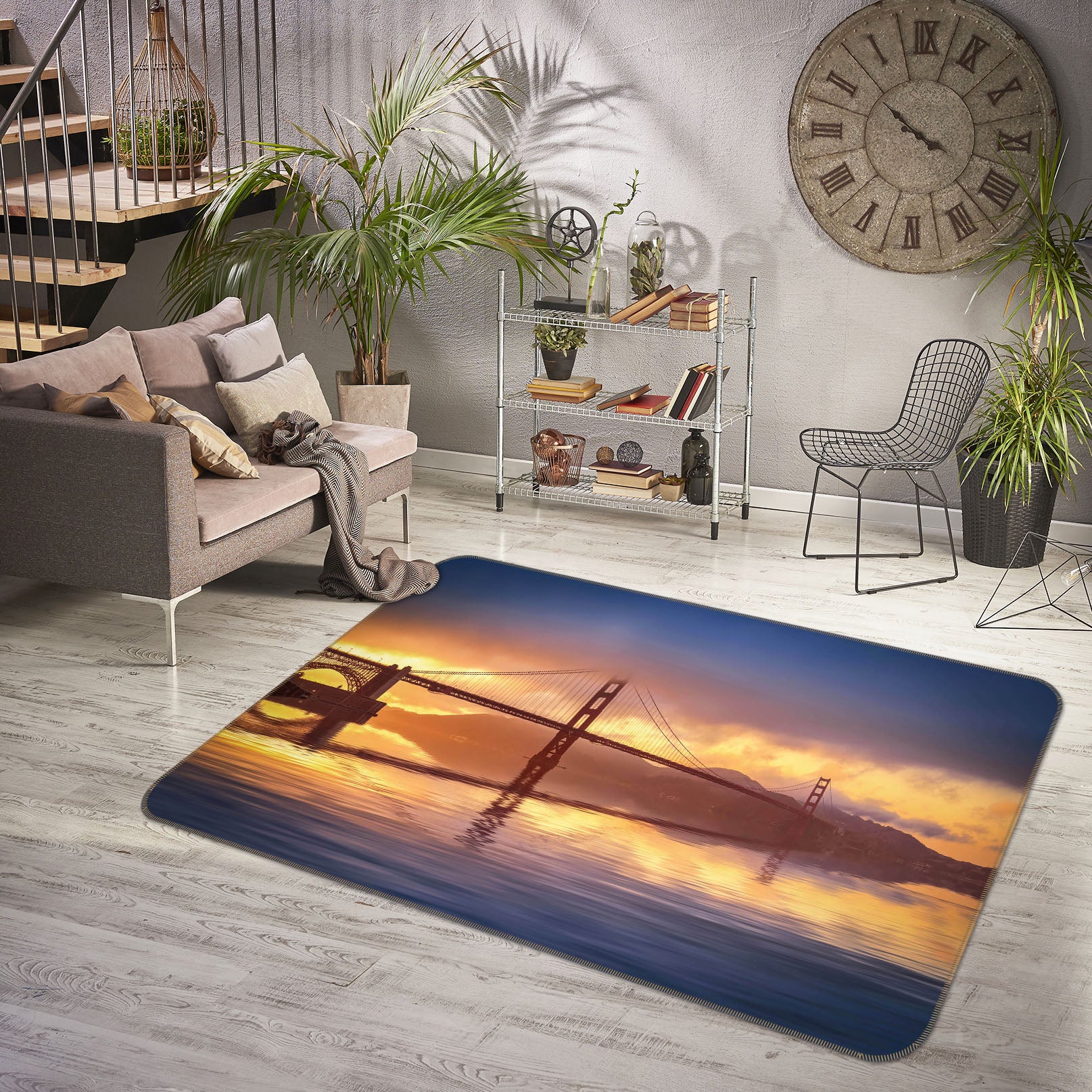 3D Dusk Bridge 1163 Marco Carmassi Rug Non Slip Rug Mat