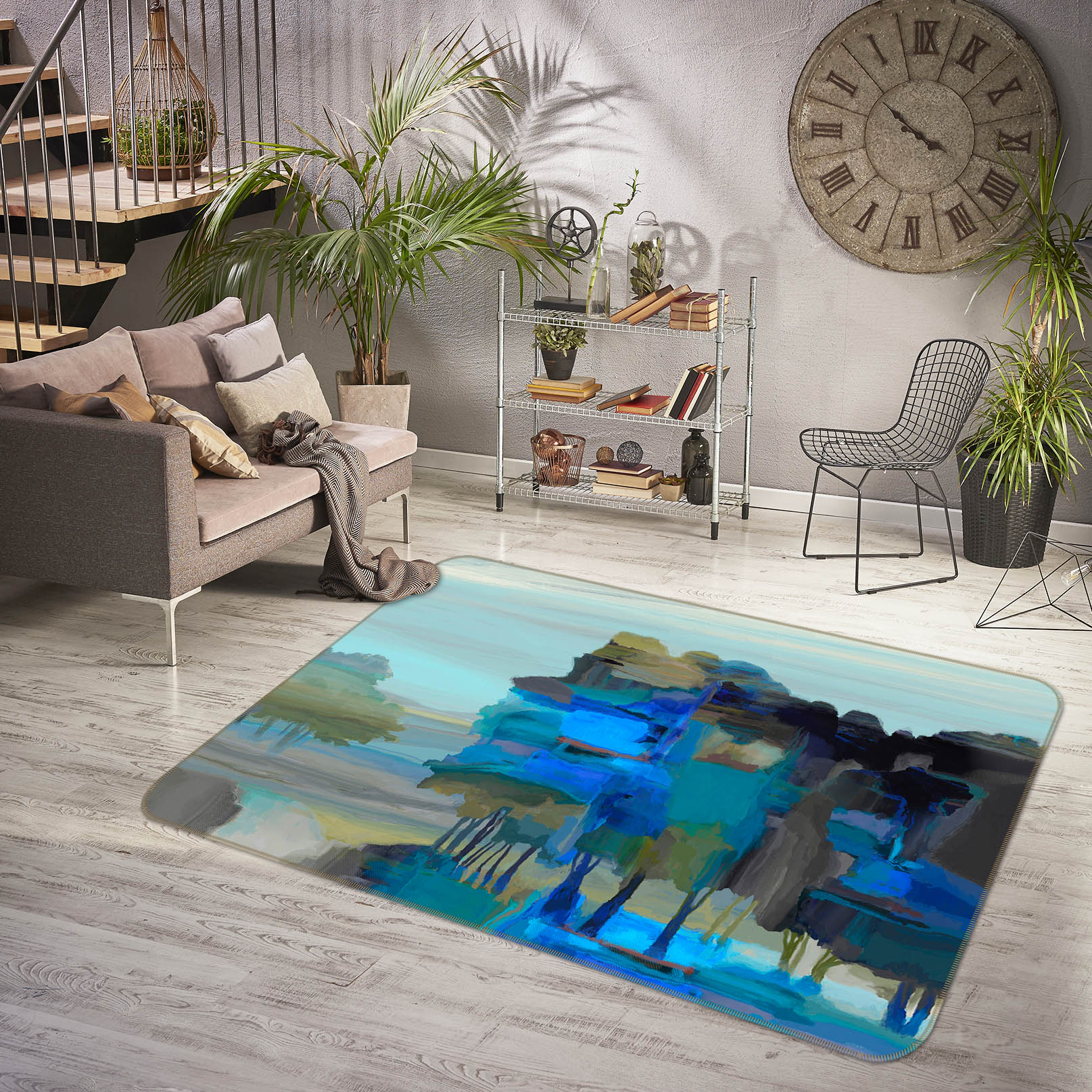 3D Blue Lake 1027 Michael Tienhaara Rug Non Slip Rug Mat
