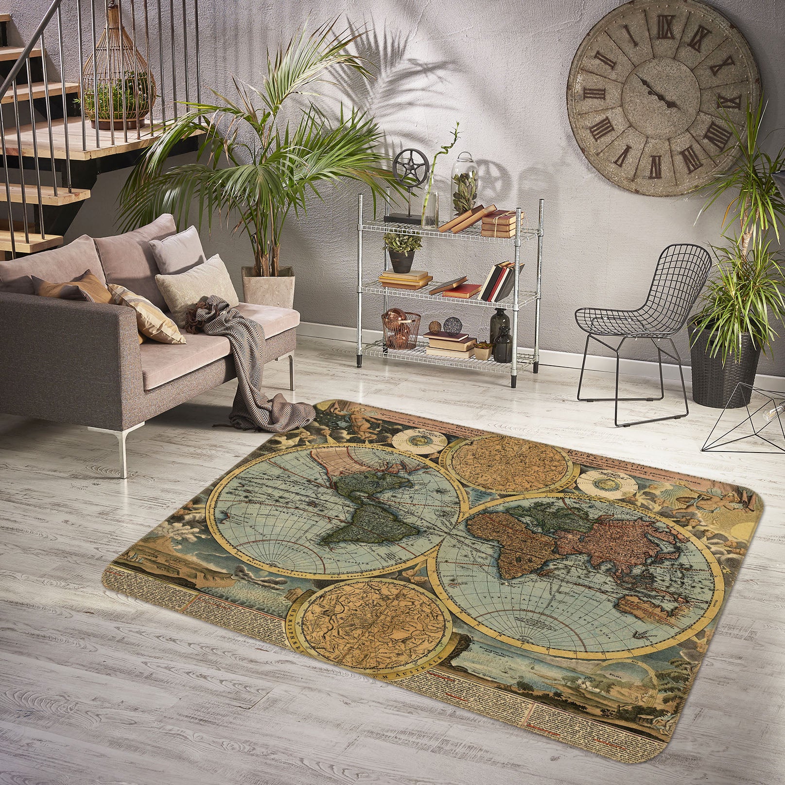 3D Yellow Globe 210 World Map Non Slip Rug Mat