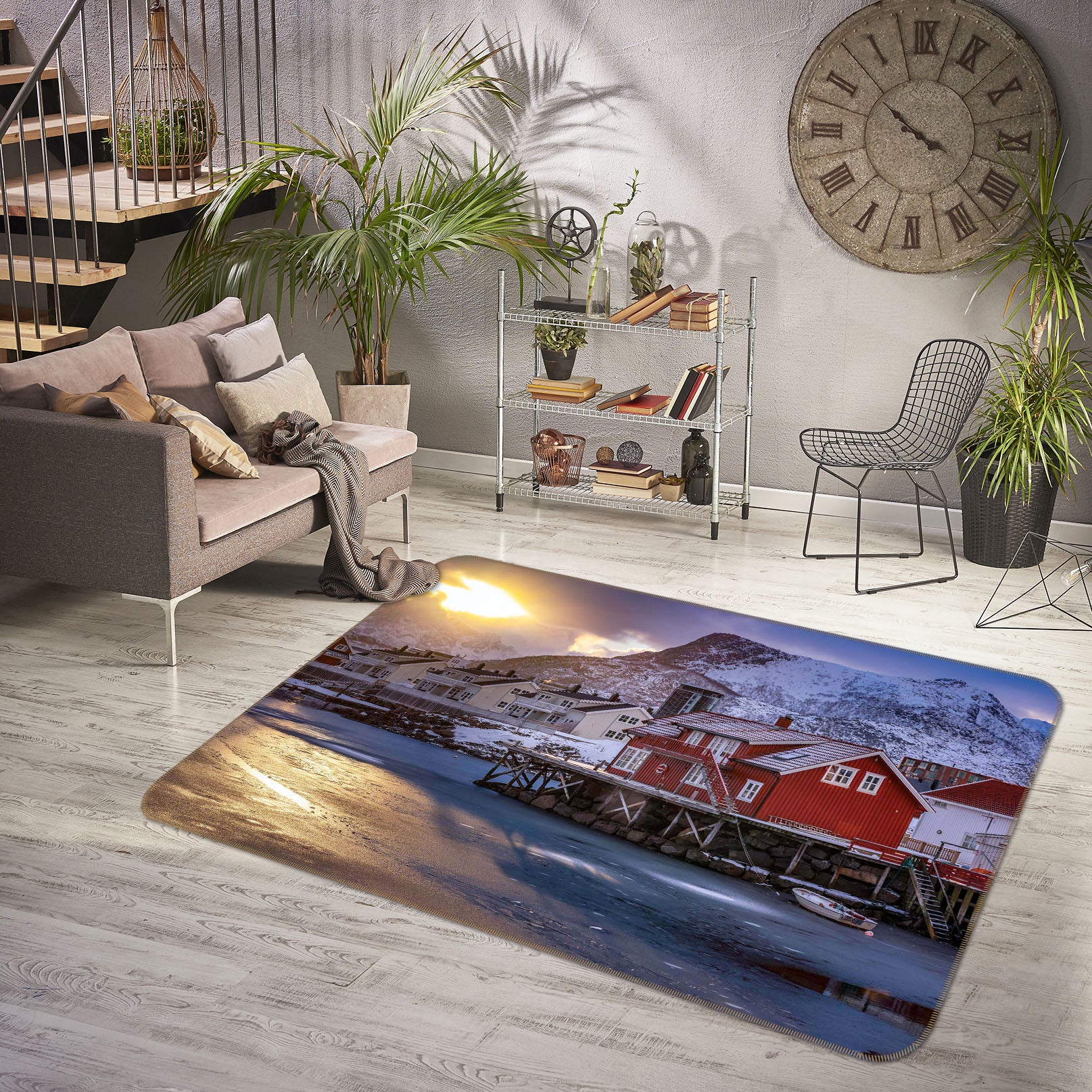 3D Red House 1110 Marco Carmassi Rug Non Slip Rug Mat