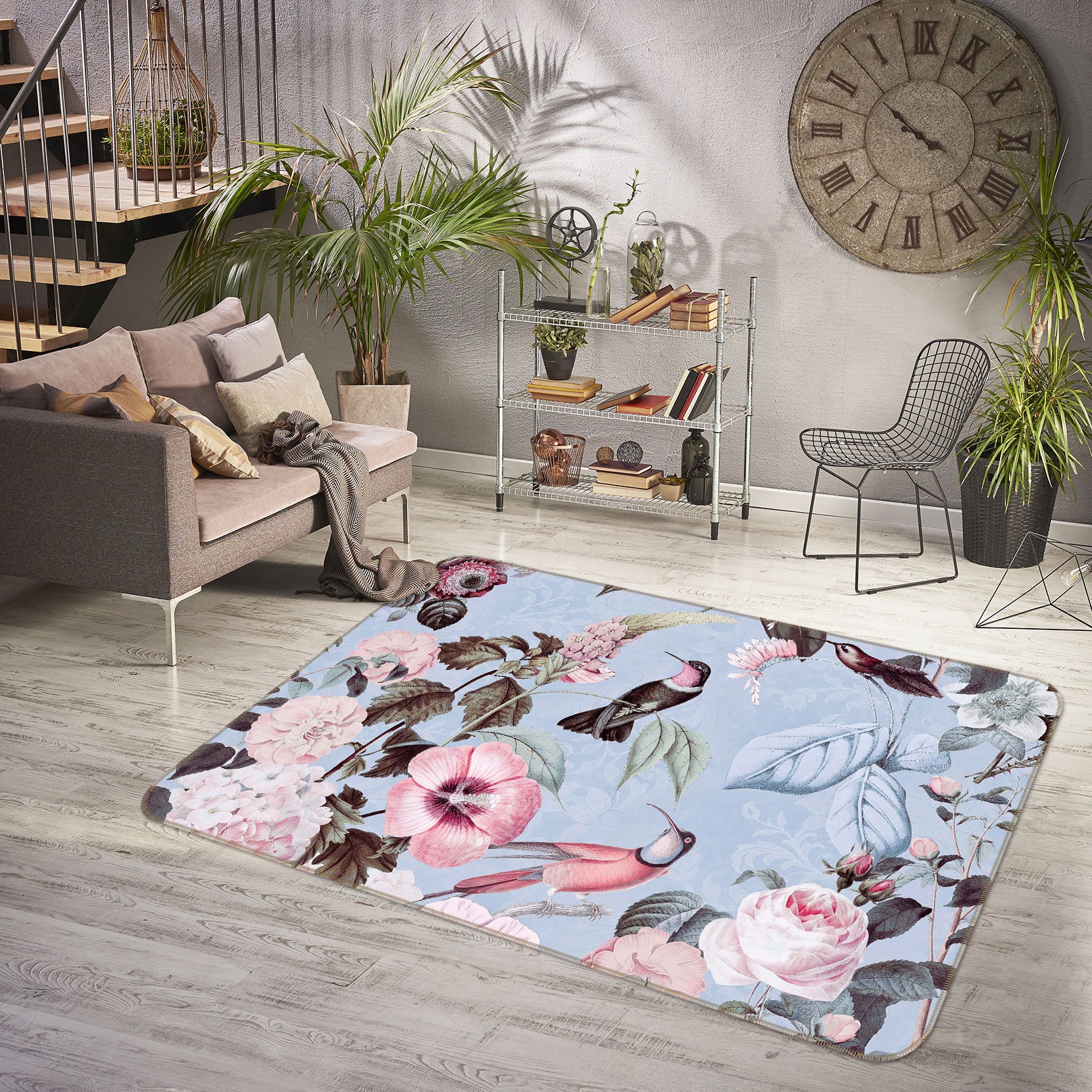 3D Flower Bird 1022 Andrea haase Rug Non Slip Rug Mat