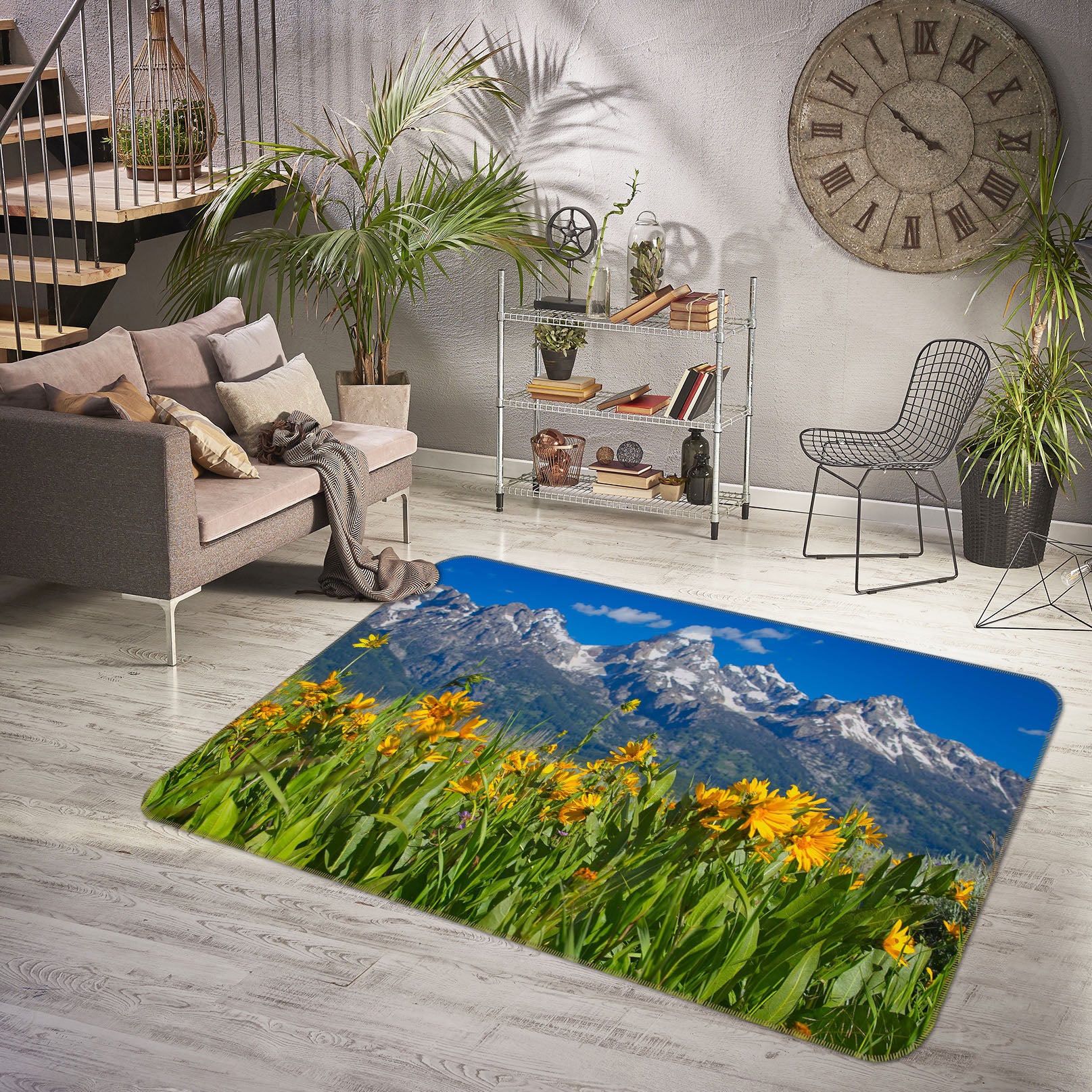 3D Mountain Wildflowers 1118 Kathy Barefield Rug Non Slip Rug Mat
