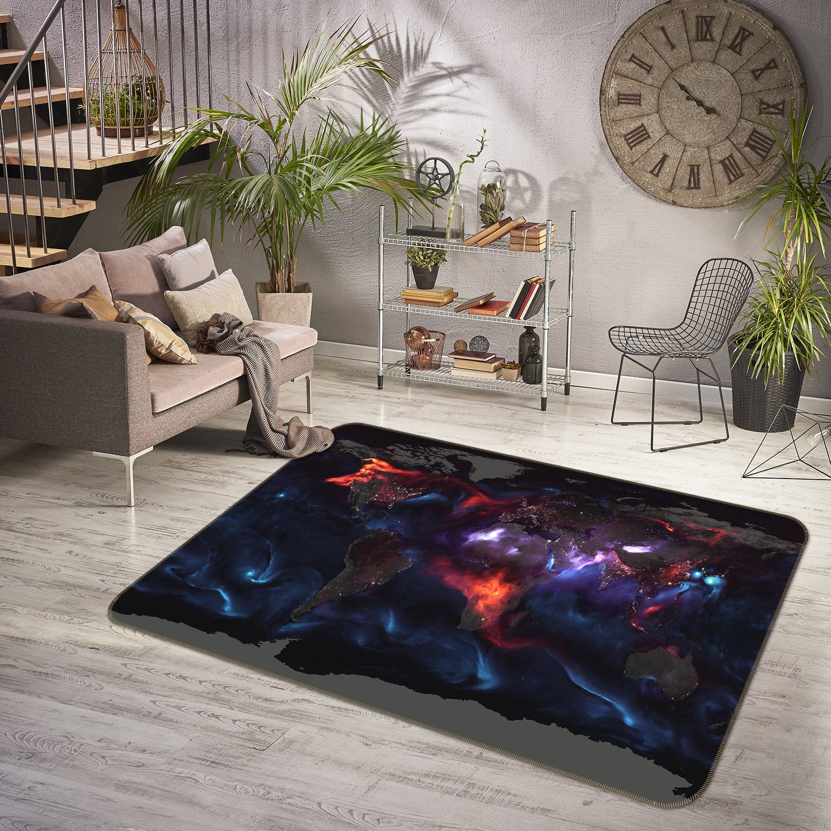 3D Color Starry Sky 2010 World Map Non Slip Rug Mat