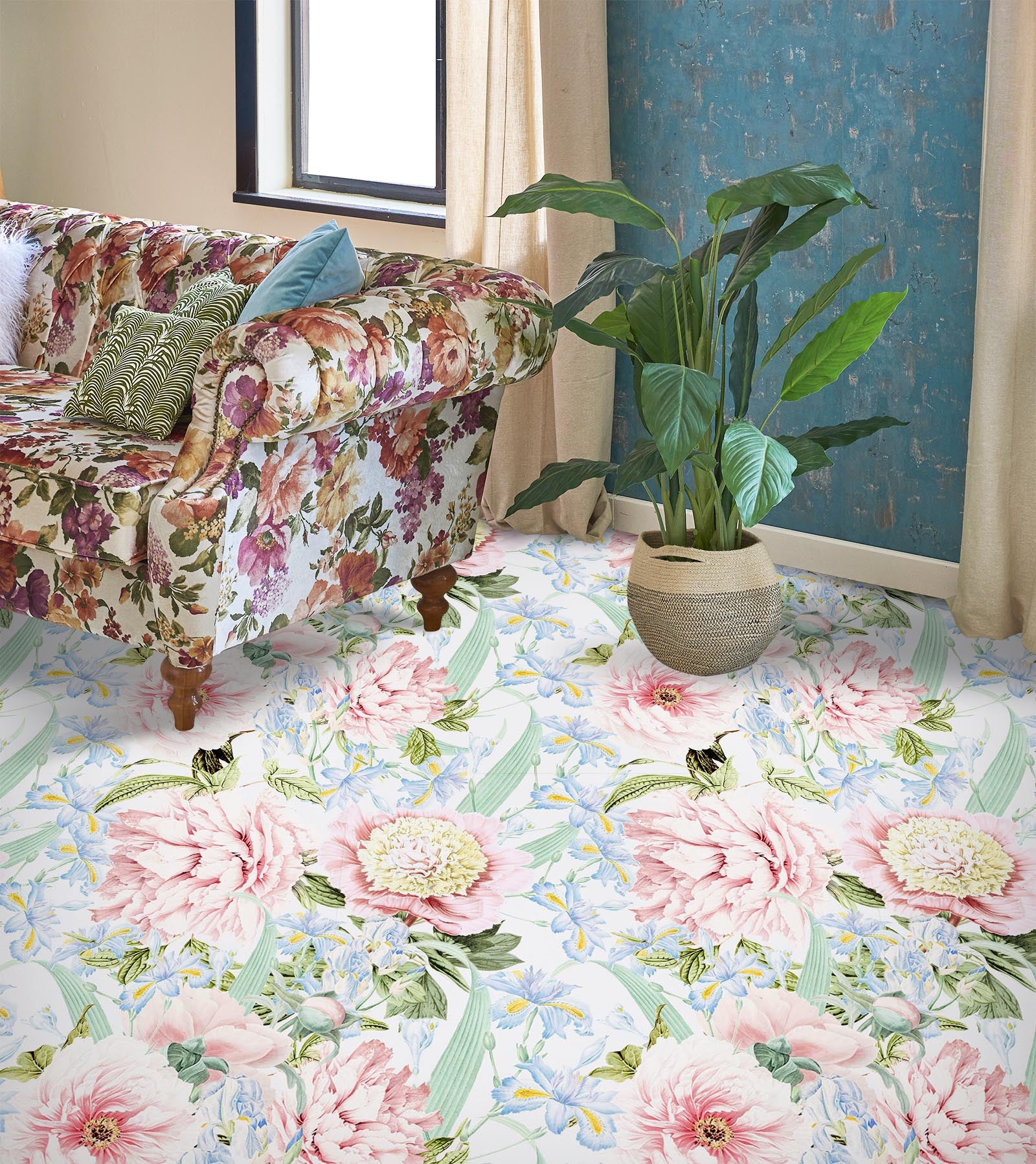 3D Light Pink Flowers 10017 Uta Naumann Floor Mural Wallpaper Murals Self-Adhesive Removable Print Epoxy