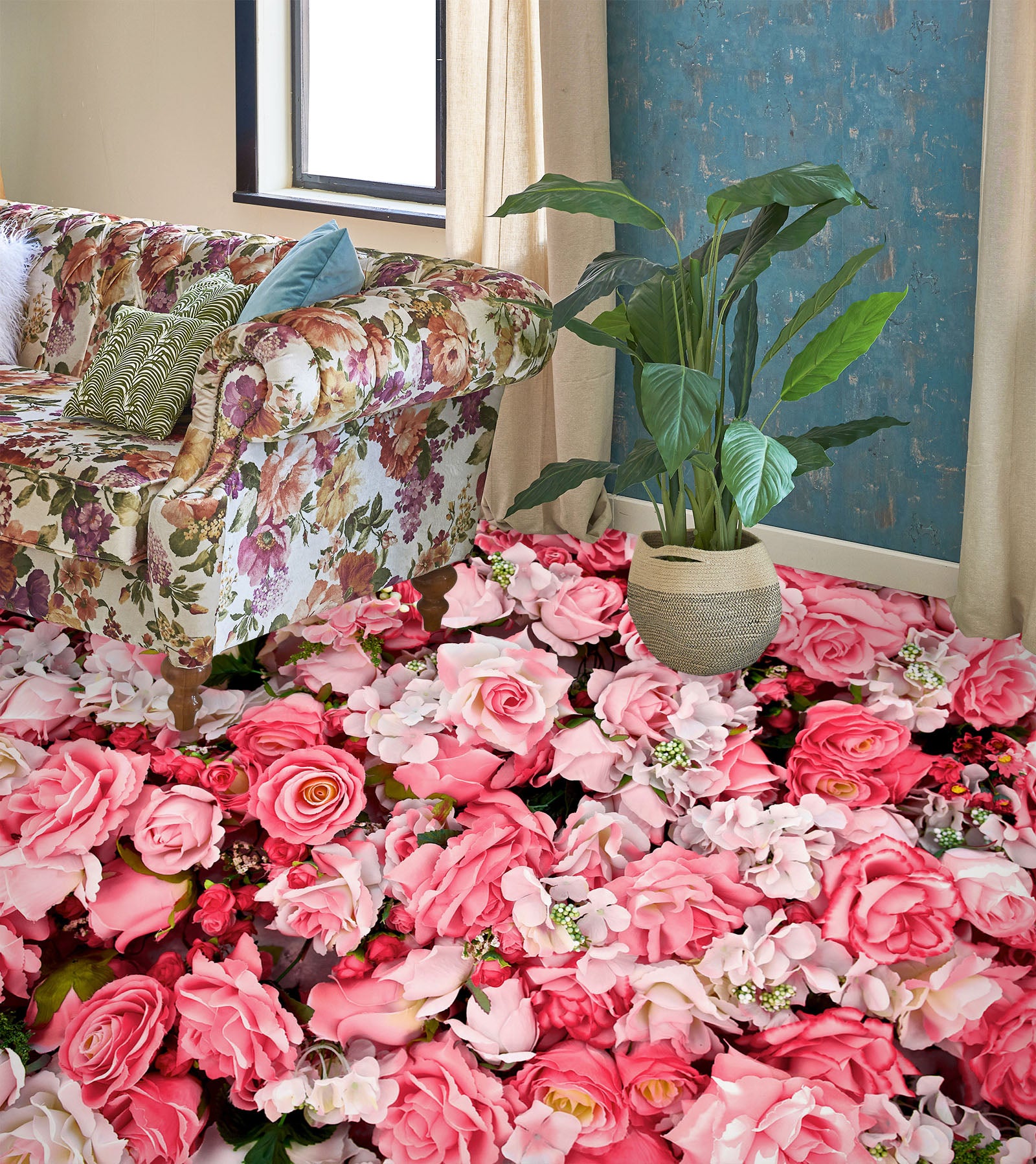 3D Noble Pink Roses 334 Floor Mural Wallpaper Murals Rug & Mat Print Epoxy waterproof bath floor