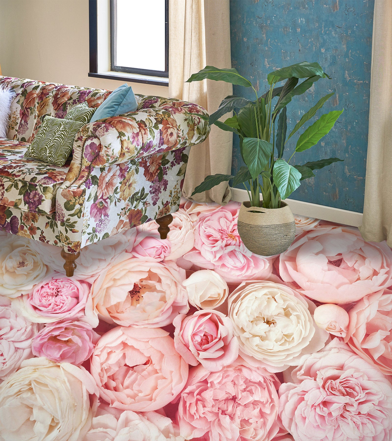 3D Pale Pink Roses 729 Floor Mural Wallpaper Murals Rug & Mat Print Epoxy waterproof bath floor