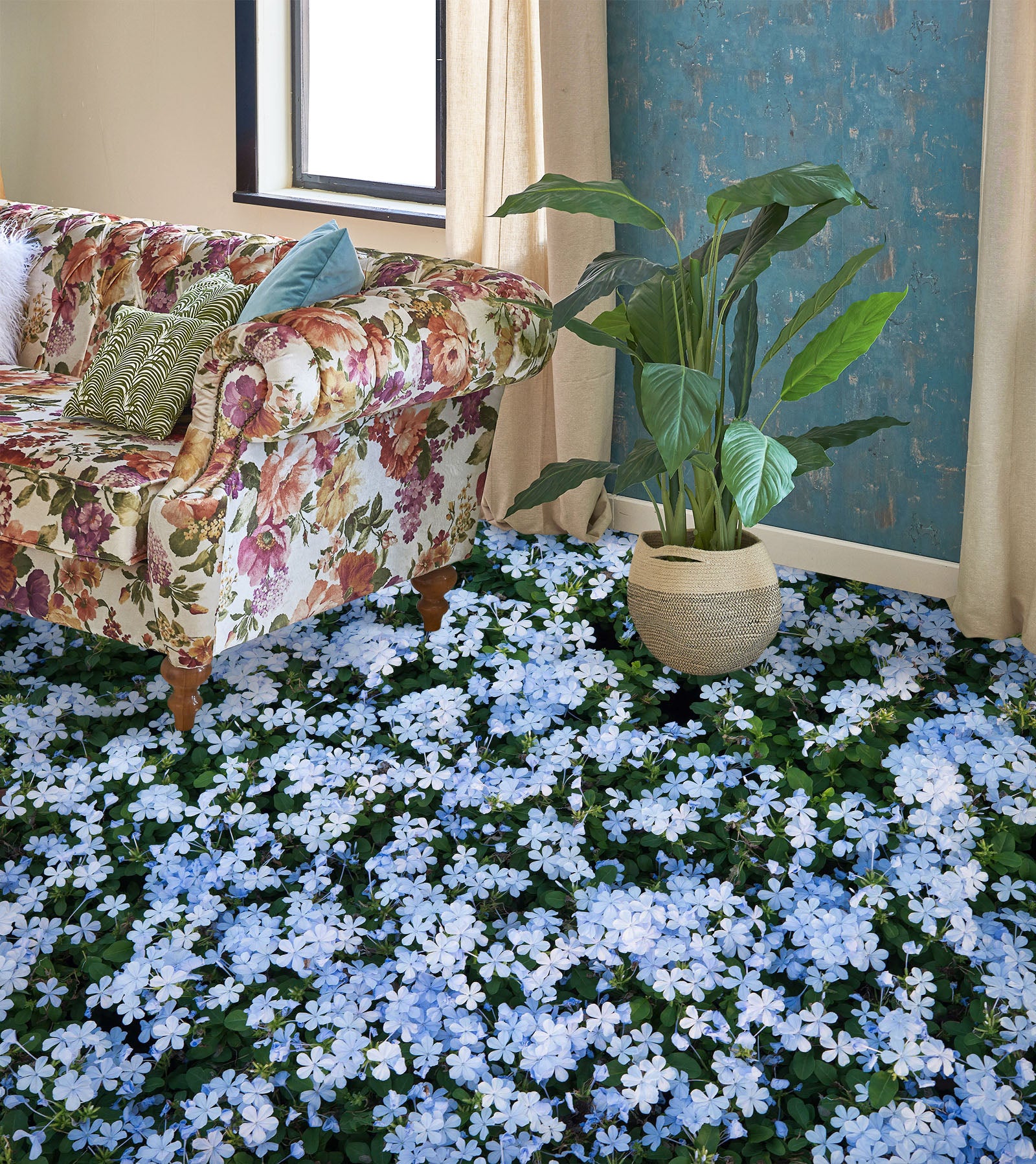 3D Dreamy Purple Flowers 054 Floor Mural Wallpaper Murals Rug & Mat Print Epoxy waterproof bath floor