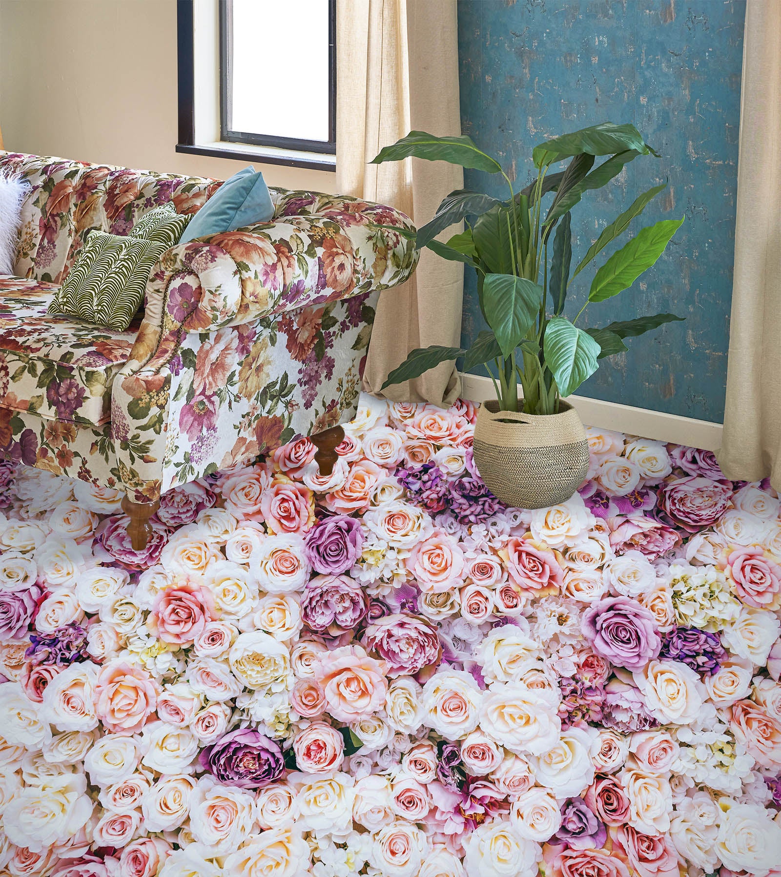 3D Romantic Roses 082 Floor Mural Wallpaper Murals Rug & Mat Print Epoxy waterproof bath floor