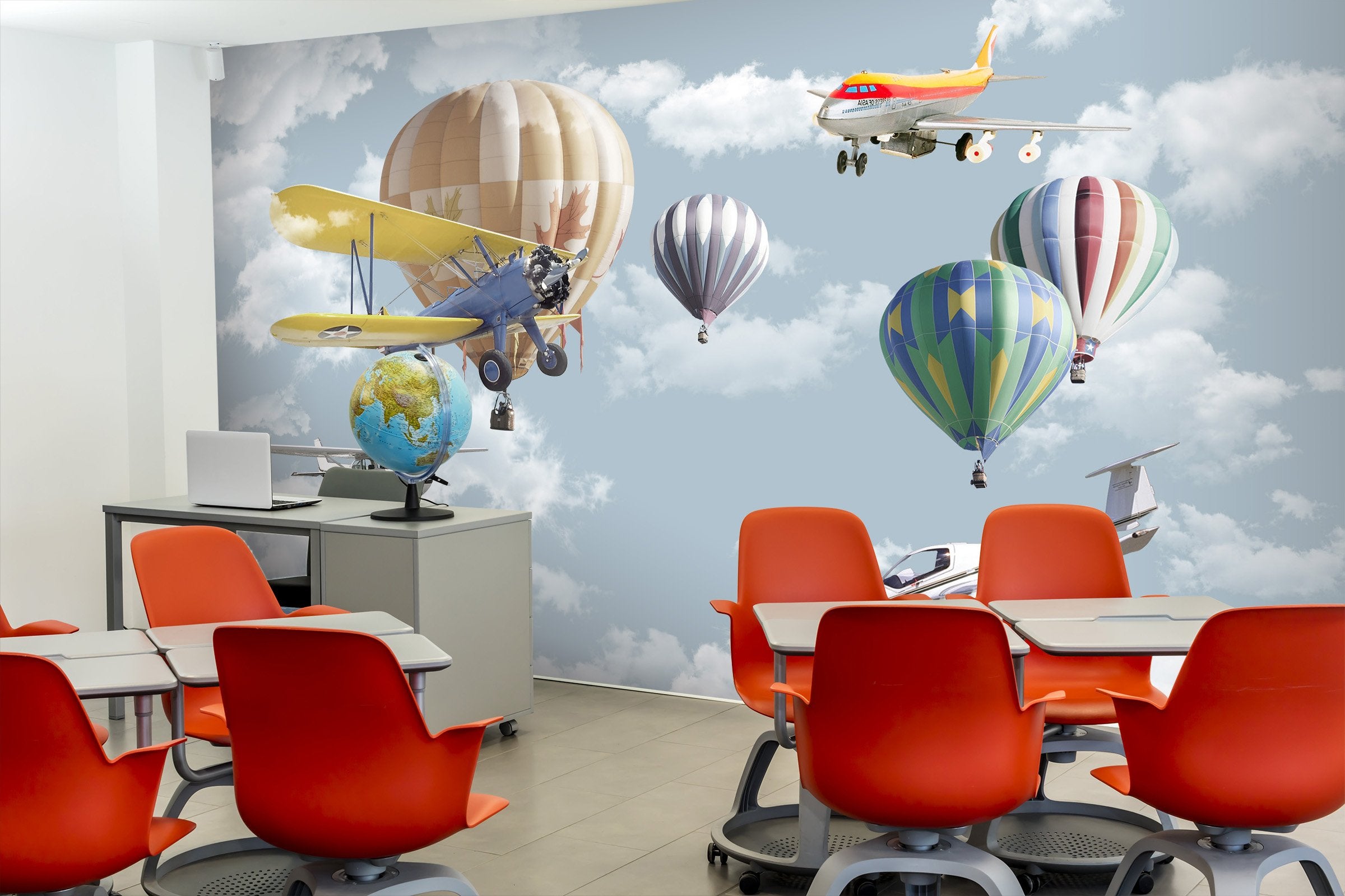 3D Hot Air Balloon with planes 46 Wall Murals Wallpaper AJ Wallpaper 2